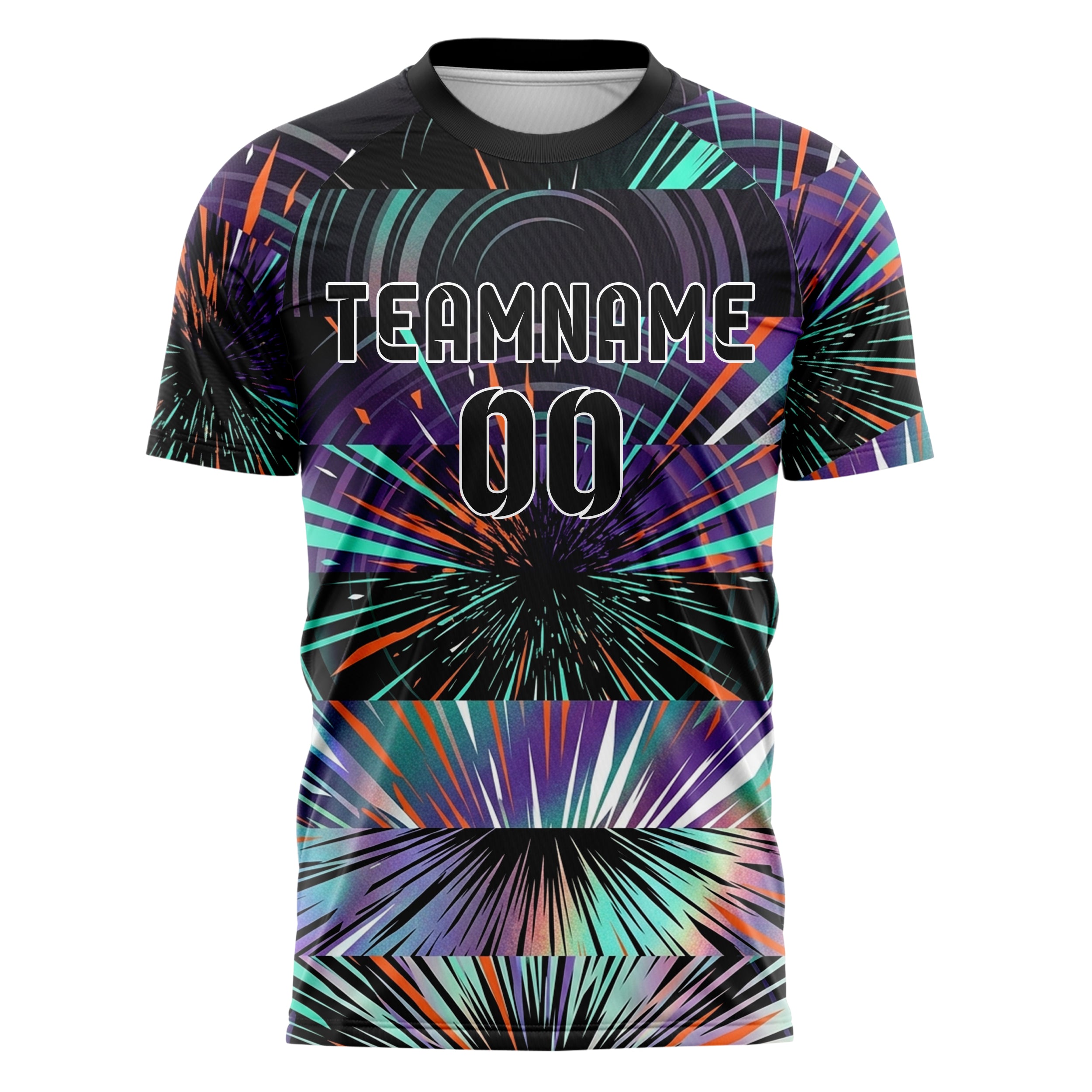 Black Teal Orange Purple White Basspulse Eruption Custom Soccer Jersey