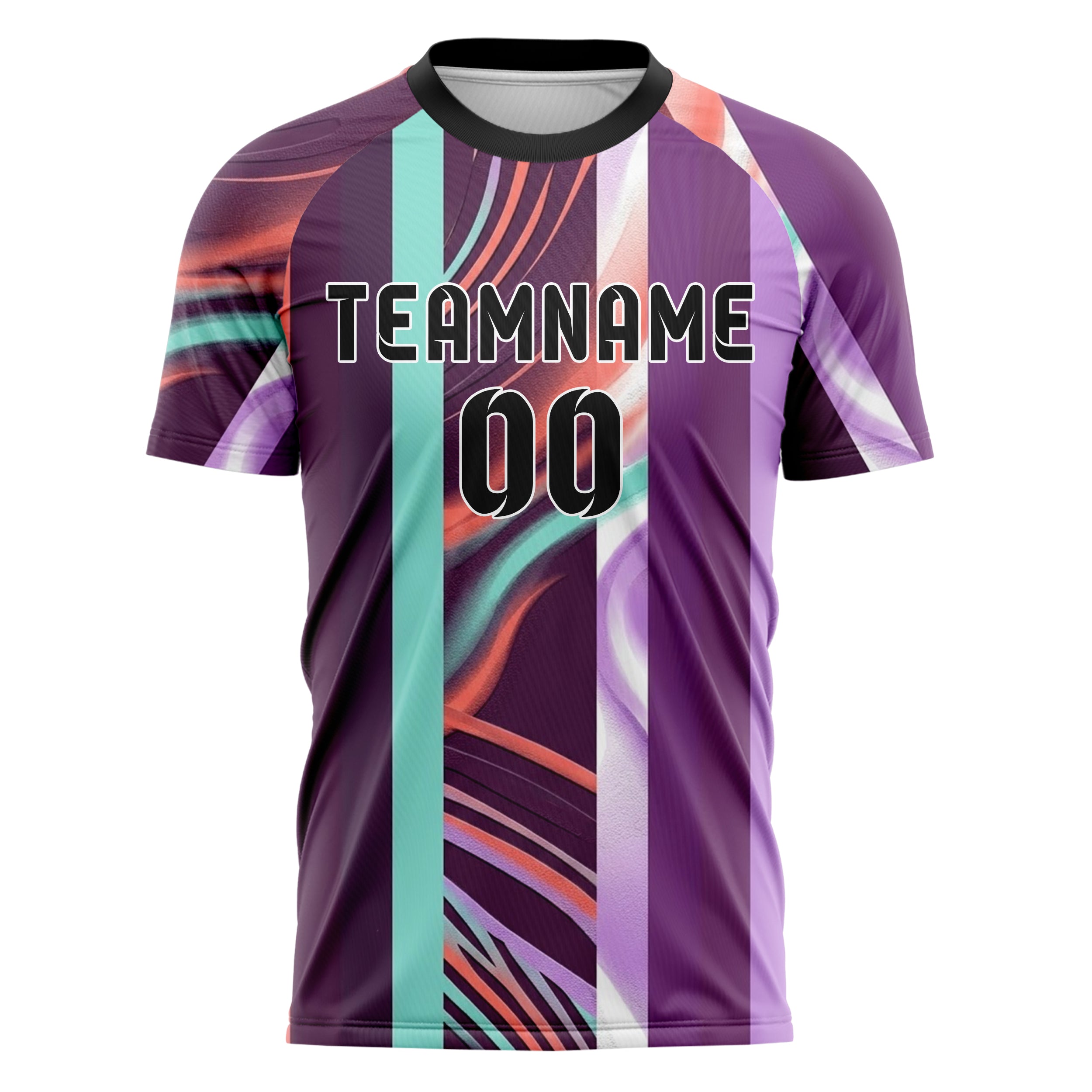 Plum Coral Aqua Lilac White Prism Smoke Drift Custom Soccer Jersey