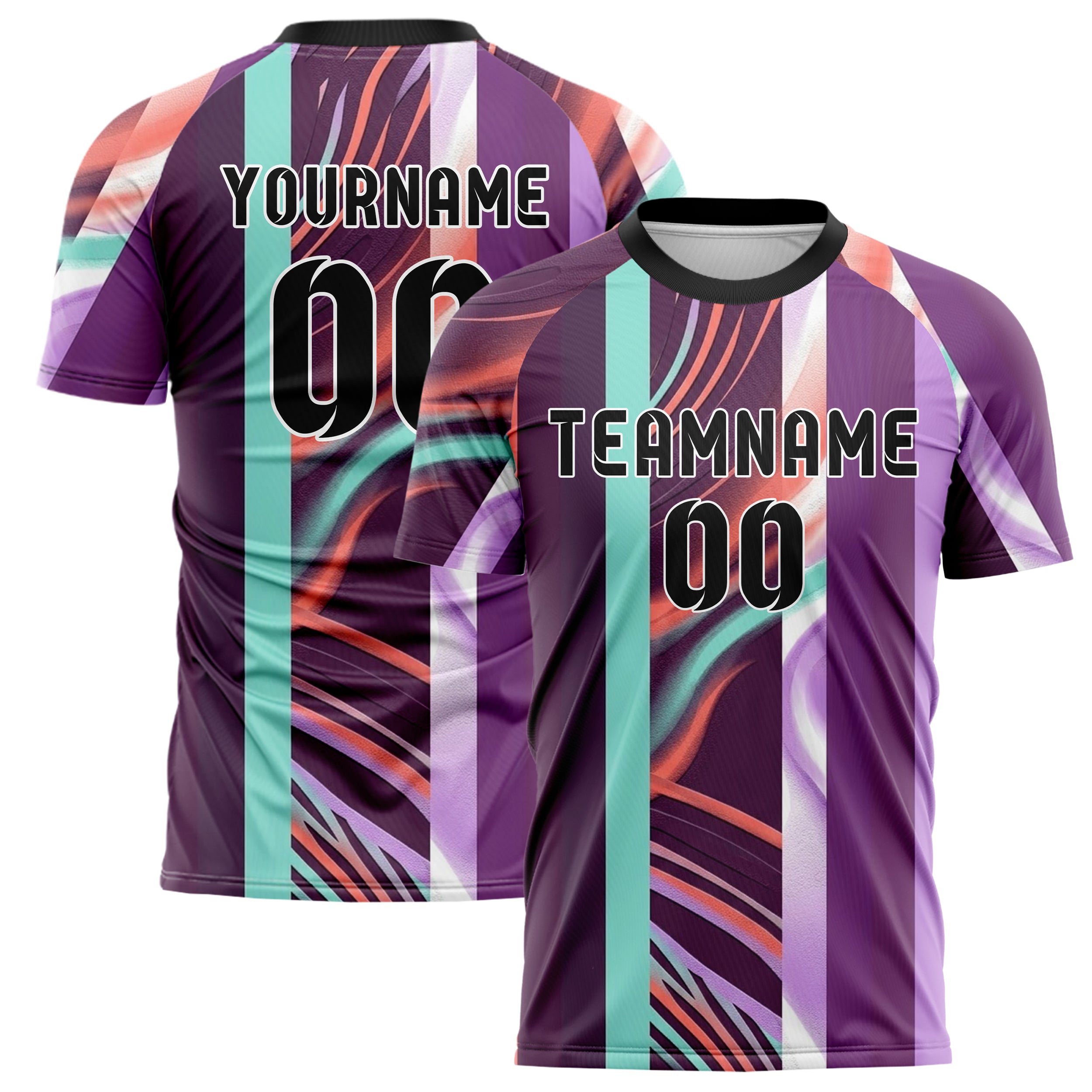 Plum Coral Aqua Lilac White Prism Smoke Drift Custom Soccer Jersey