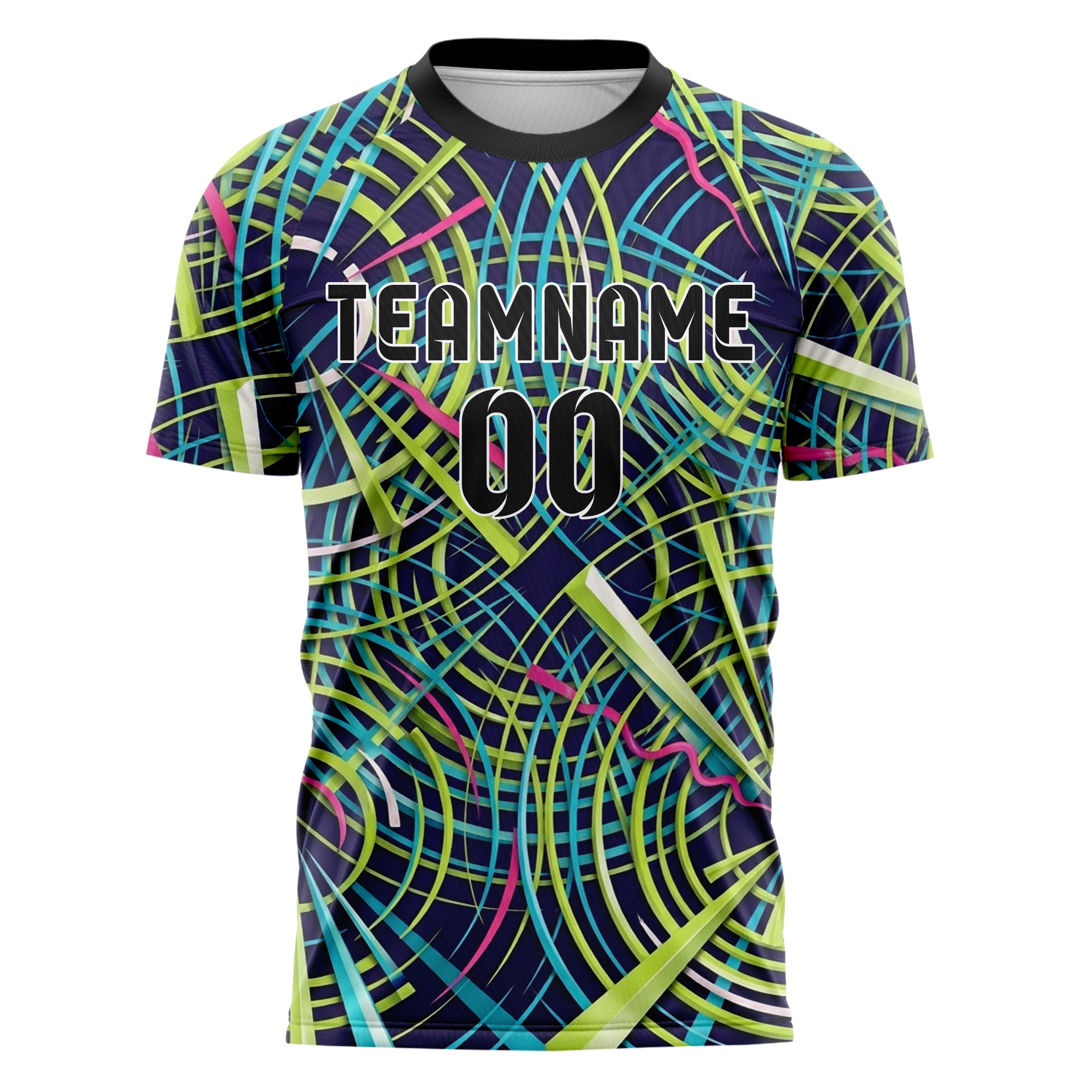 Indigo Acid Lime Cyan Pink White Strobering Web Custom Soccer Jersey