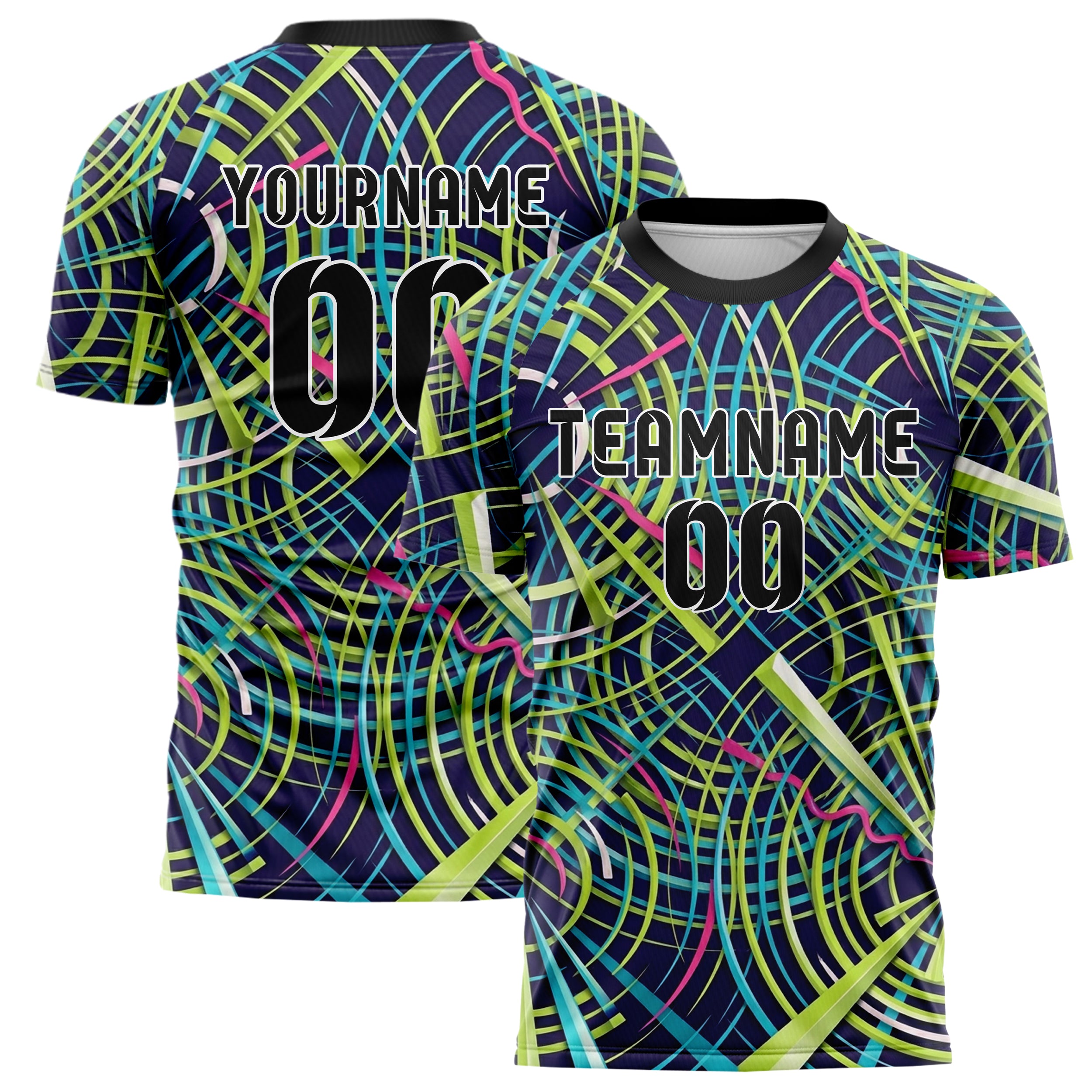 Indigo Acid Lime Cyan Pink White Strobering Web Custom Soccer Jersey