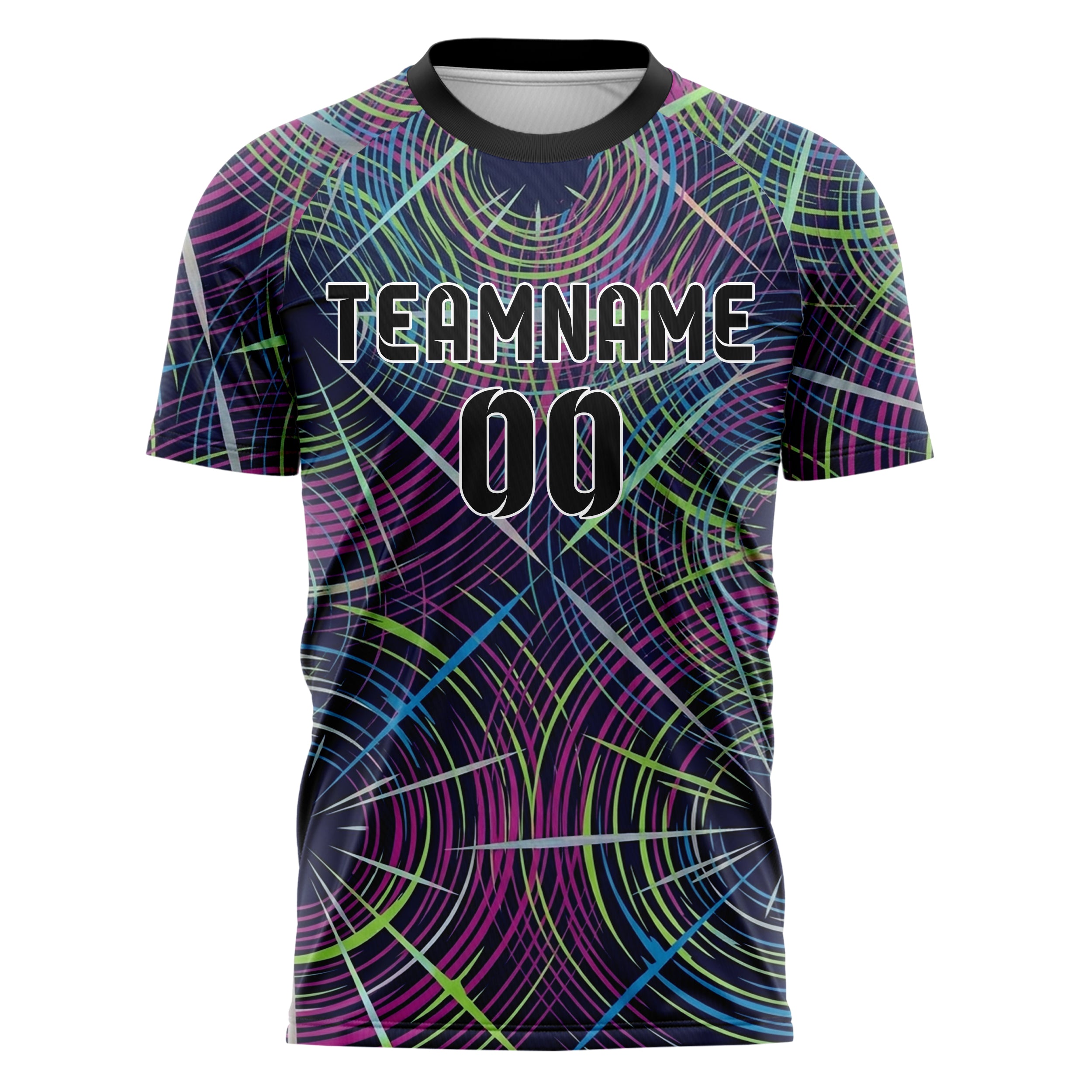 Navy Magenta Lime Blue Silver Aural Waveform Cascade Custom Soccer Jersey