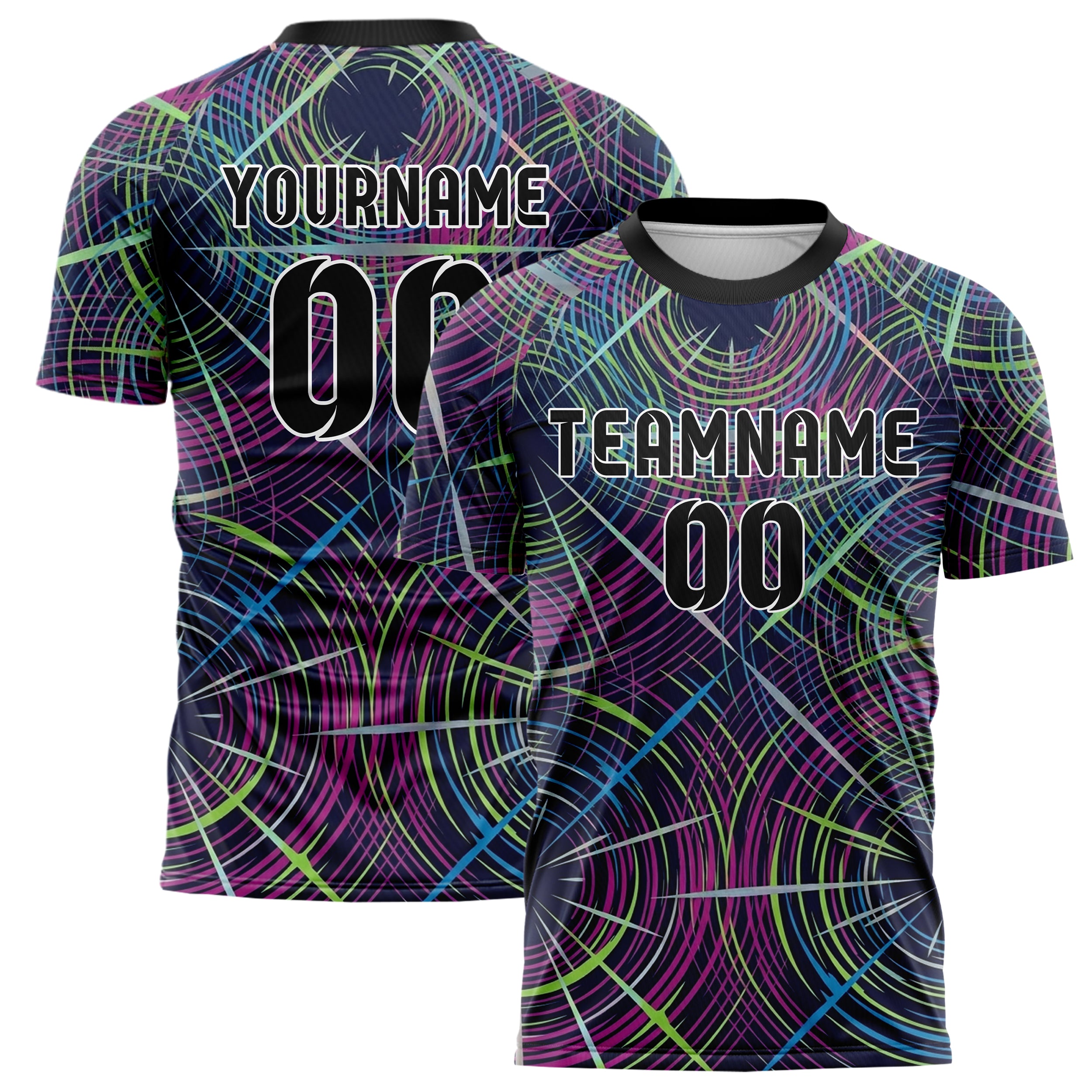 Navy Magenta Lime Blue Silver Aural Waveform Cascade Custom Soccer Jersey