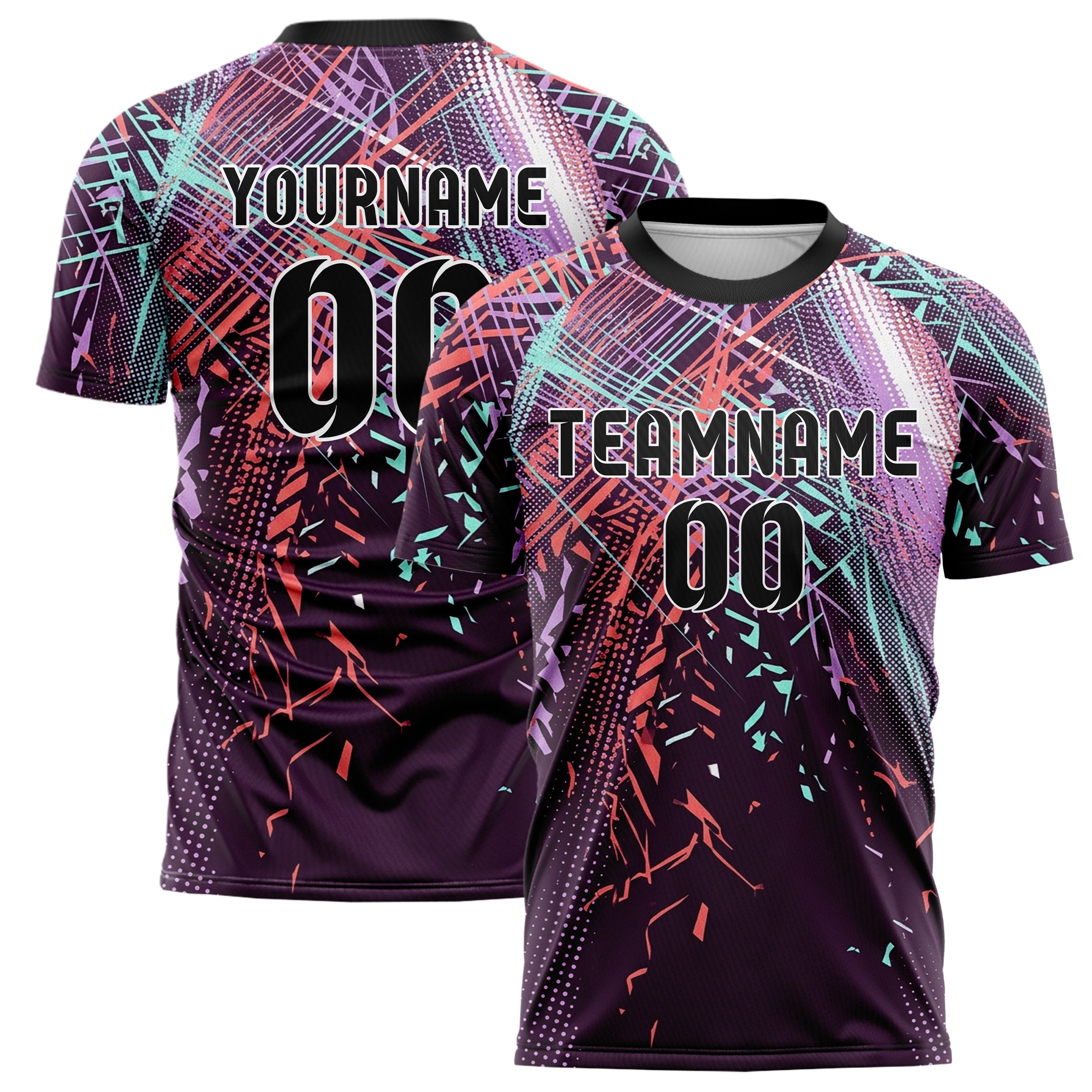 Plum Coral Aqua Lilac White Uv Haze Transition Custom Soccer Jersey