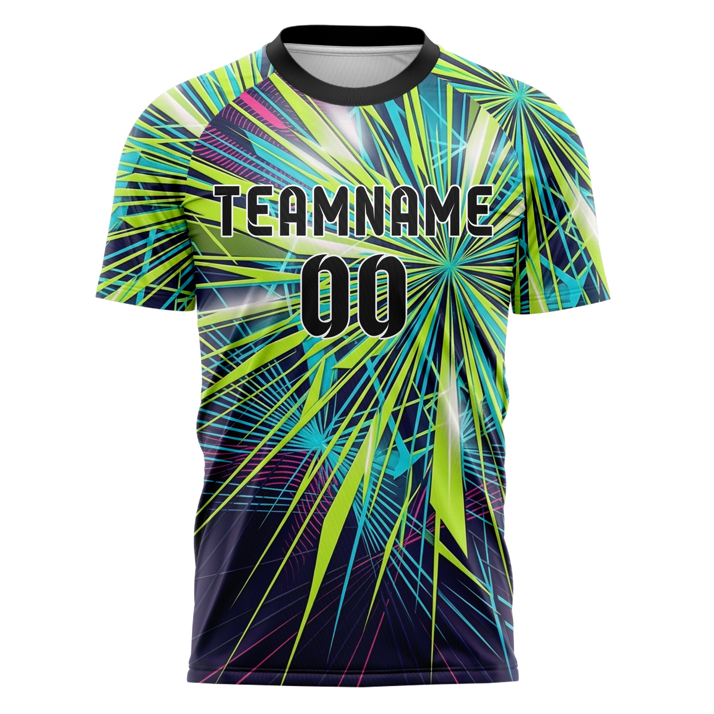 Indigo Acid Lime Cyan Pink White Laserfog Grid Arena Custom Soccer Jersey