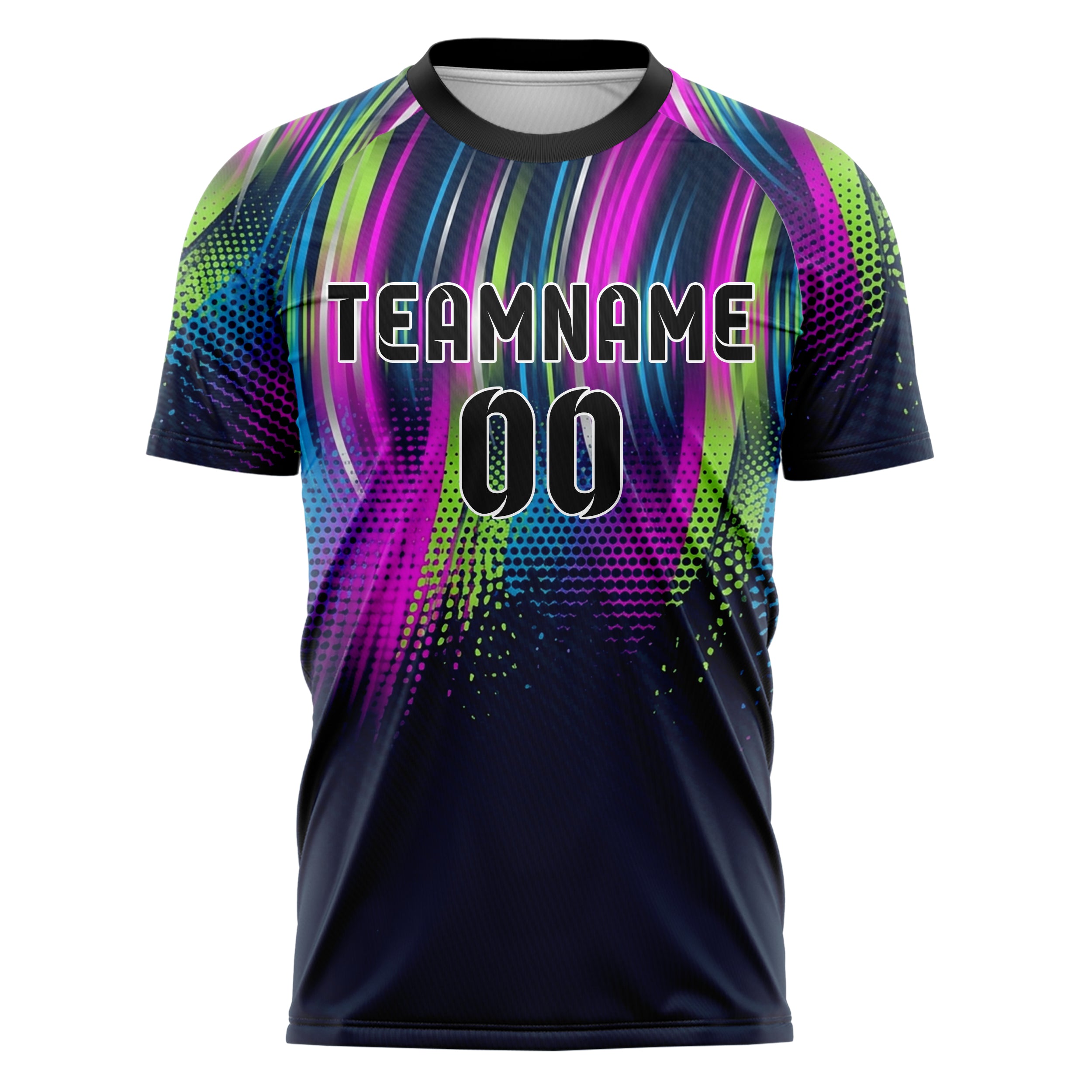 Navy Magenta Lime Blue Silver Neon Echo Bands Custom Soccer Jersey