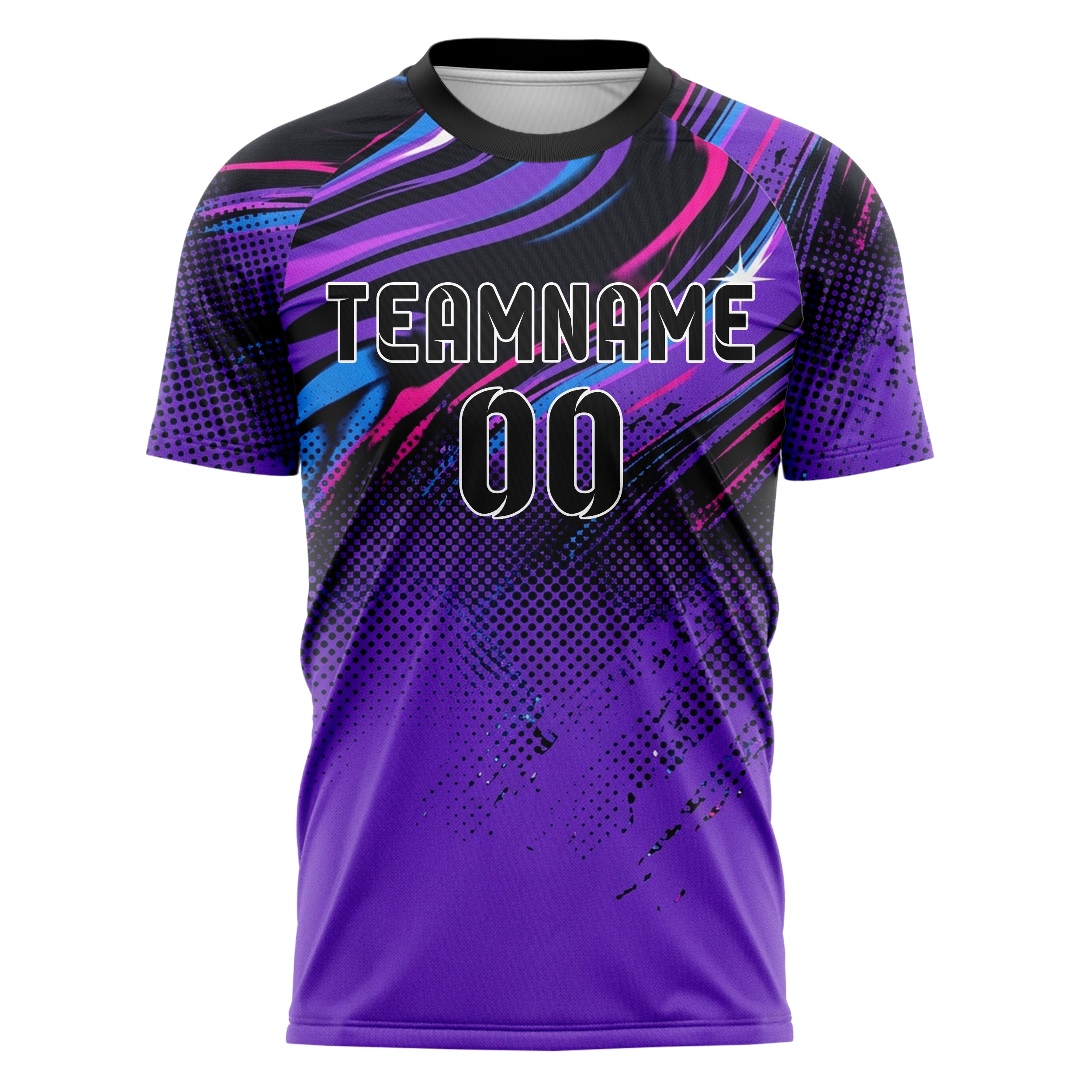 Black UV Purple Electric Blue Magenta White Chromatic Poster Melt Custom Soccer Jersey