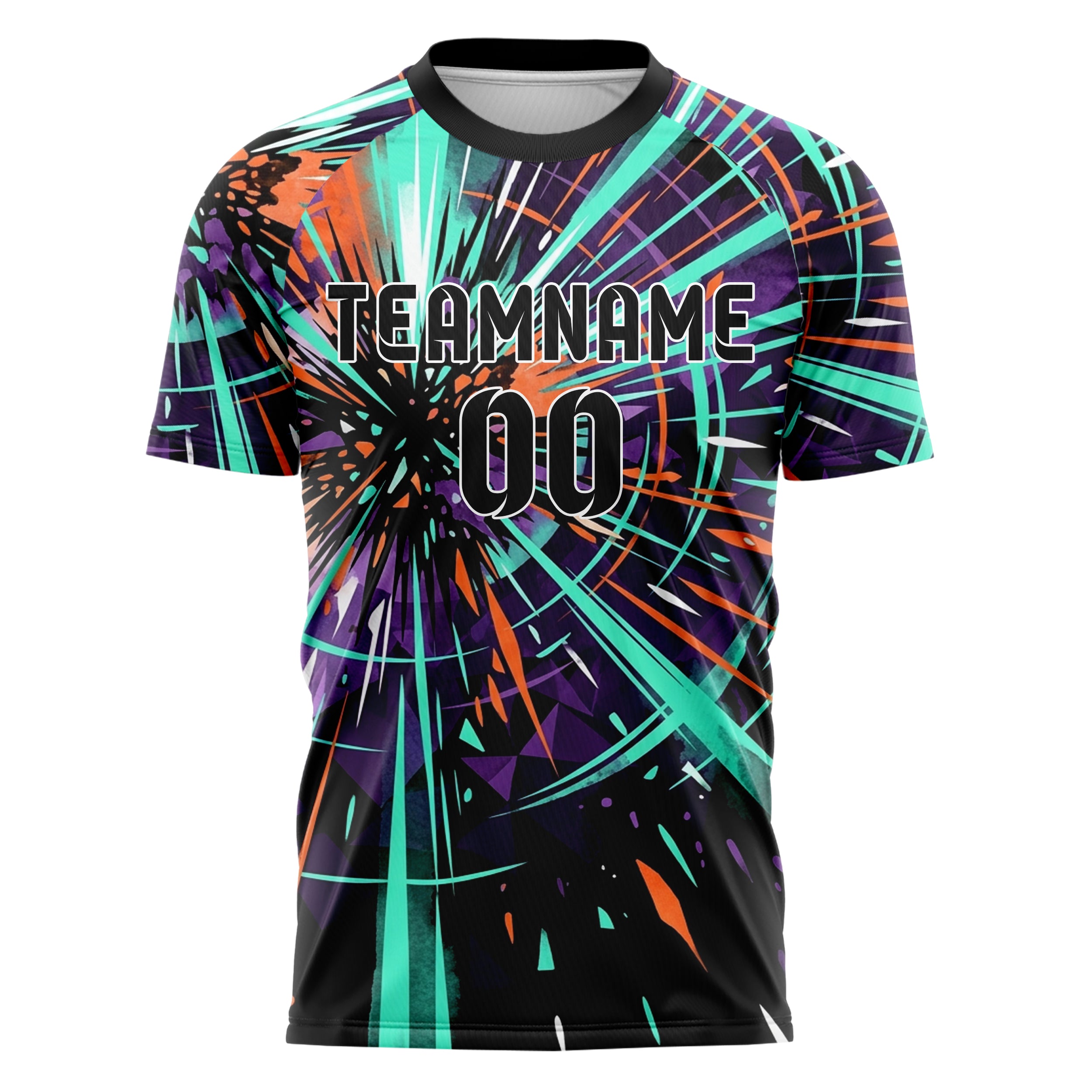 Black Teal Orange Purple White Basspulse Eruption Custom Soccer Jersey