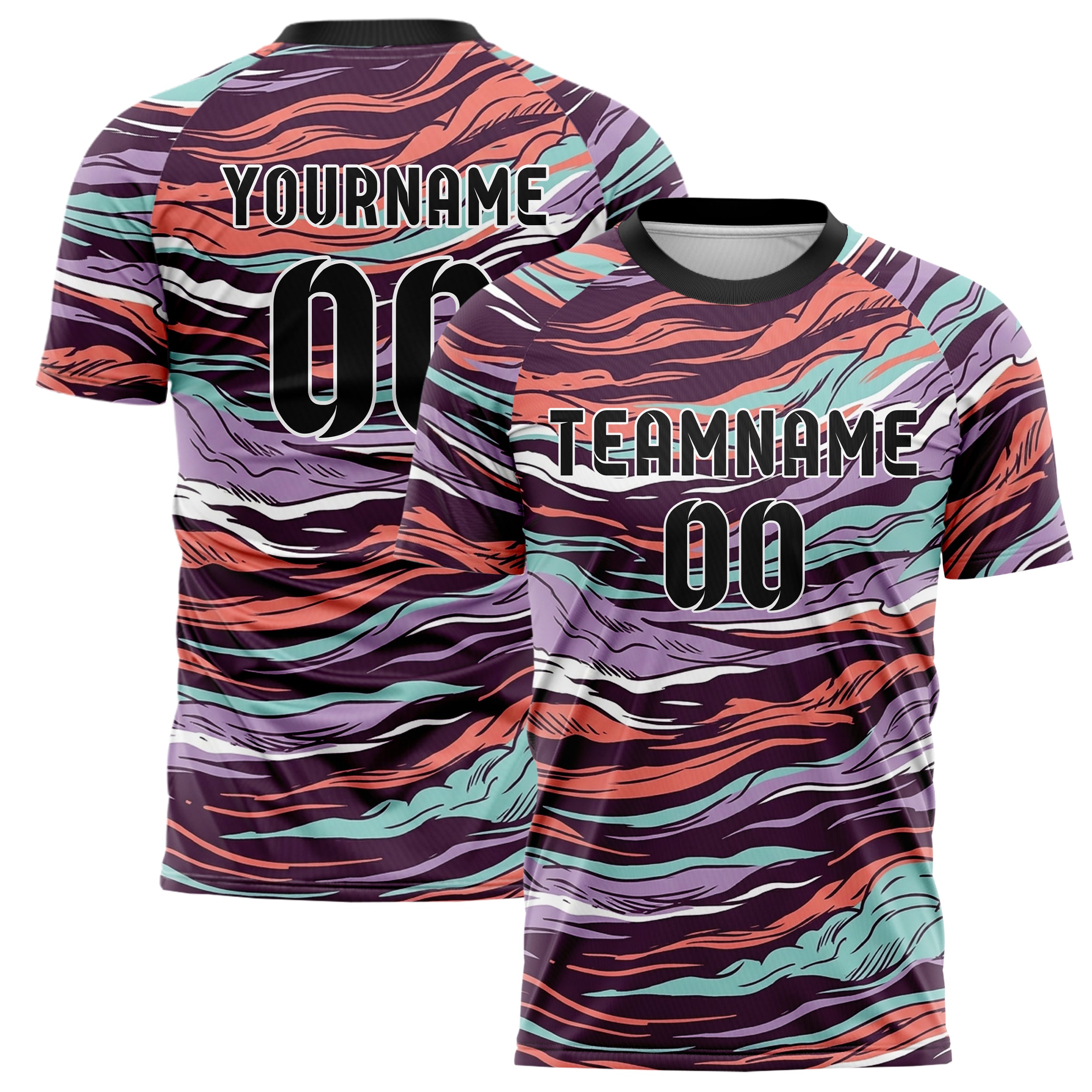 Plum Coral Aqua Lilac White Prism Smoke Drift Custom Soccer Jersey