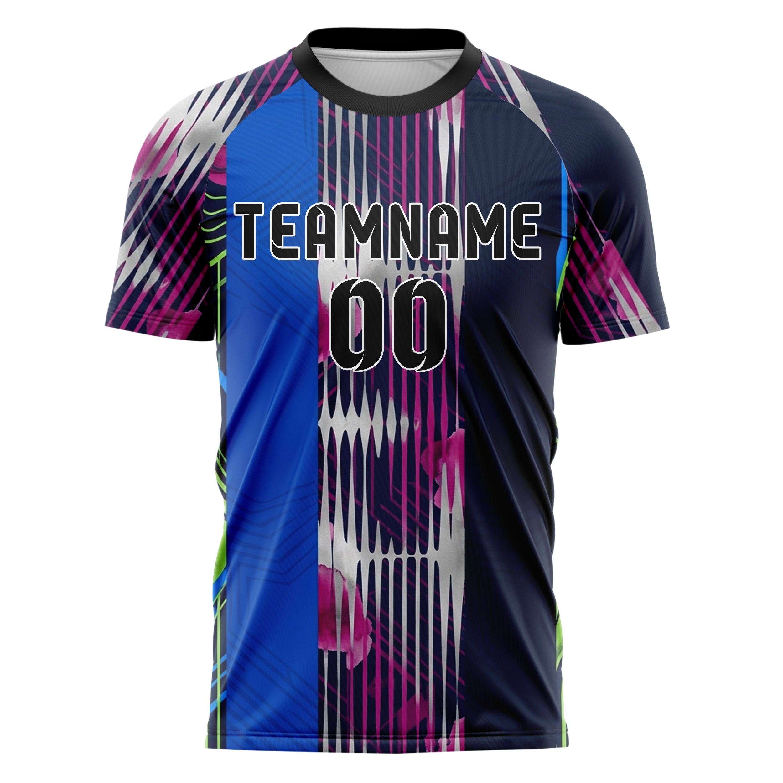 Navy Magenta Lime Blue Silver Aural Waveform Cascade Custom Soccer Jersey