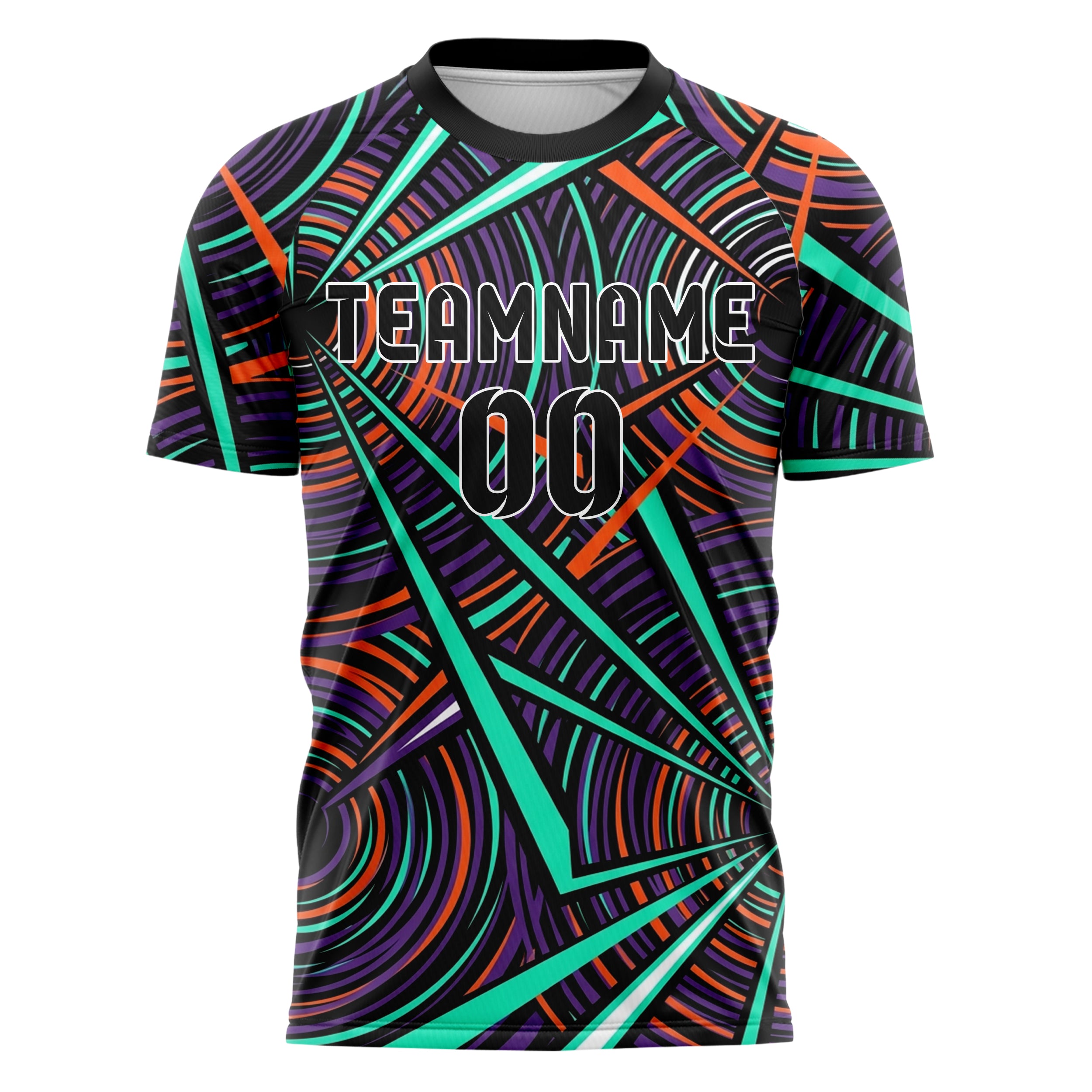 Black Teal Orange Purple White Psychedelic Ripple Network Custom Soccer Jersey