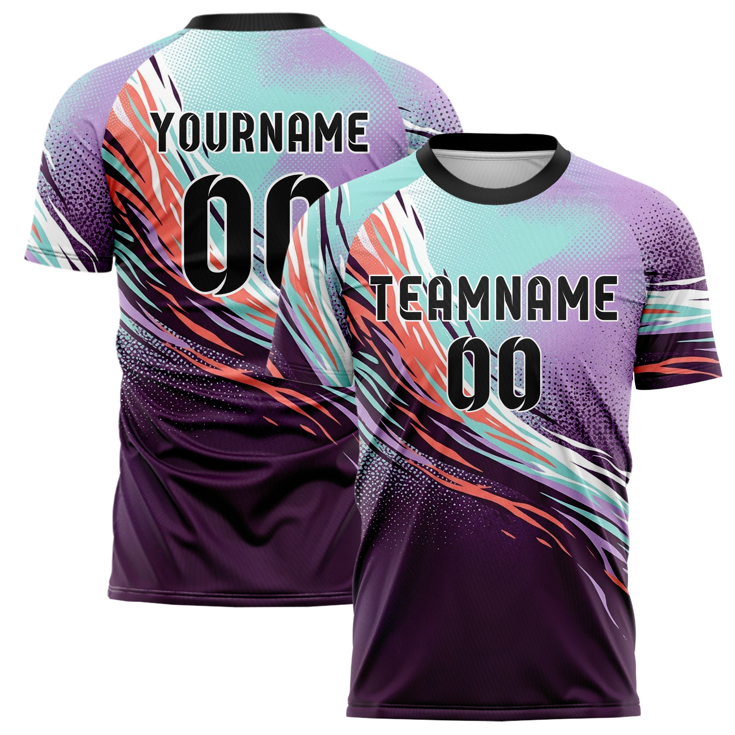 Plum Coral Aqua Lilac White Uv Haze Transition Custom Soccer Jersey
