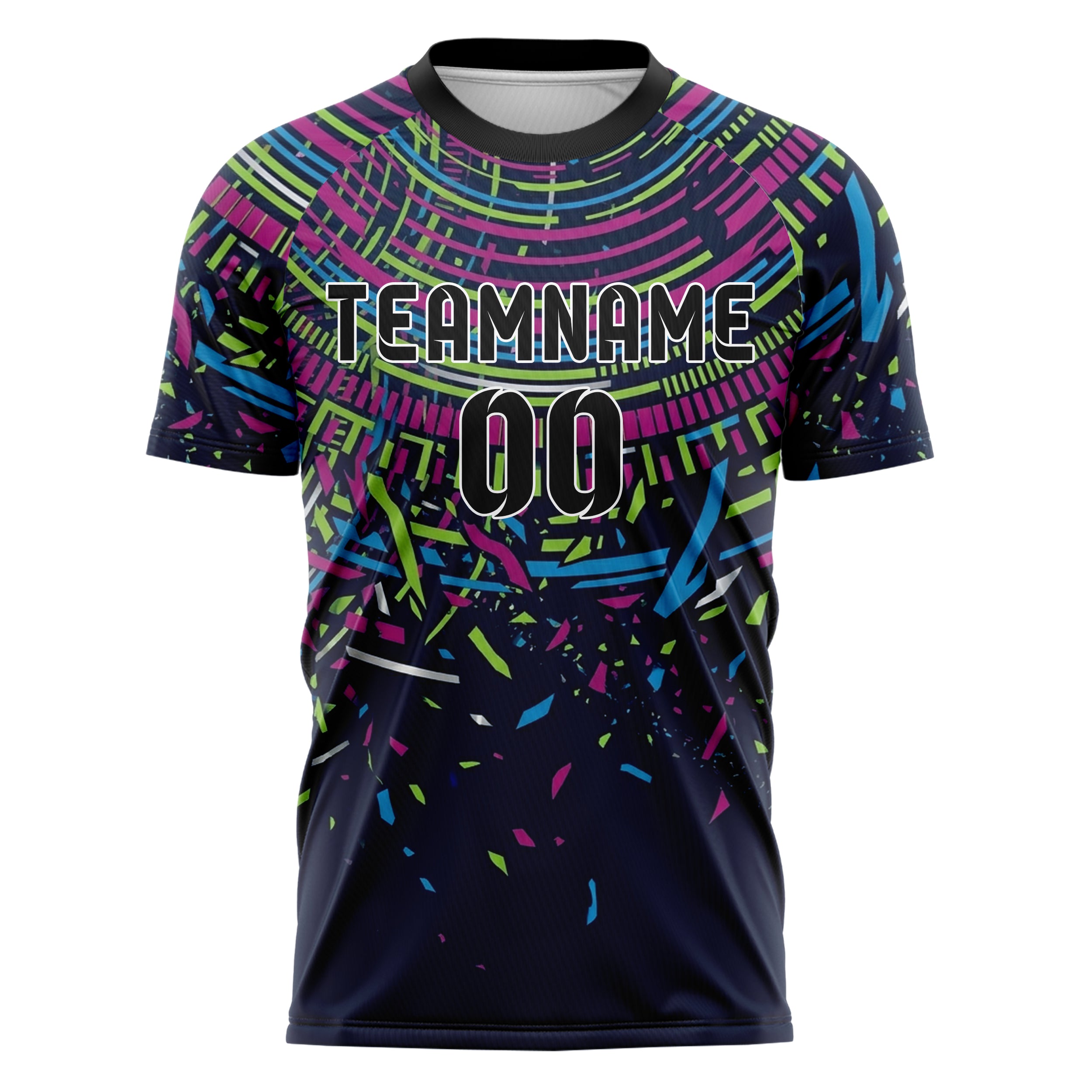 Navy Magenta Lime Blue Silver Neon Echo Bands Custom Soccer Jersey
