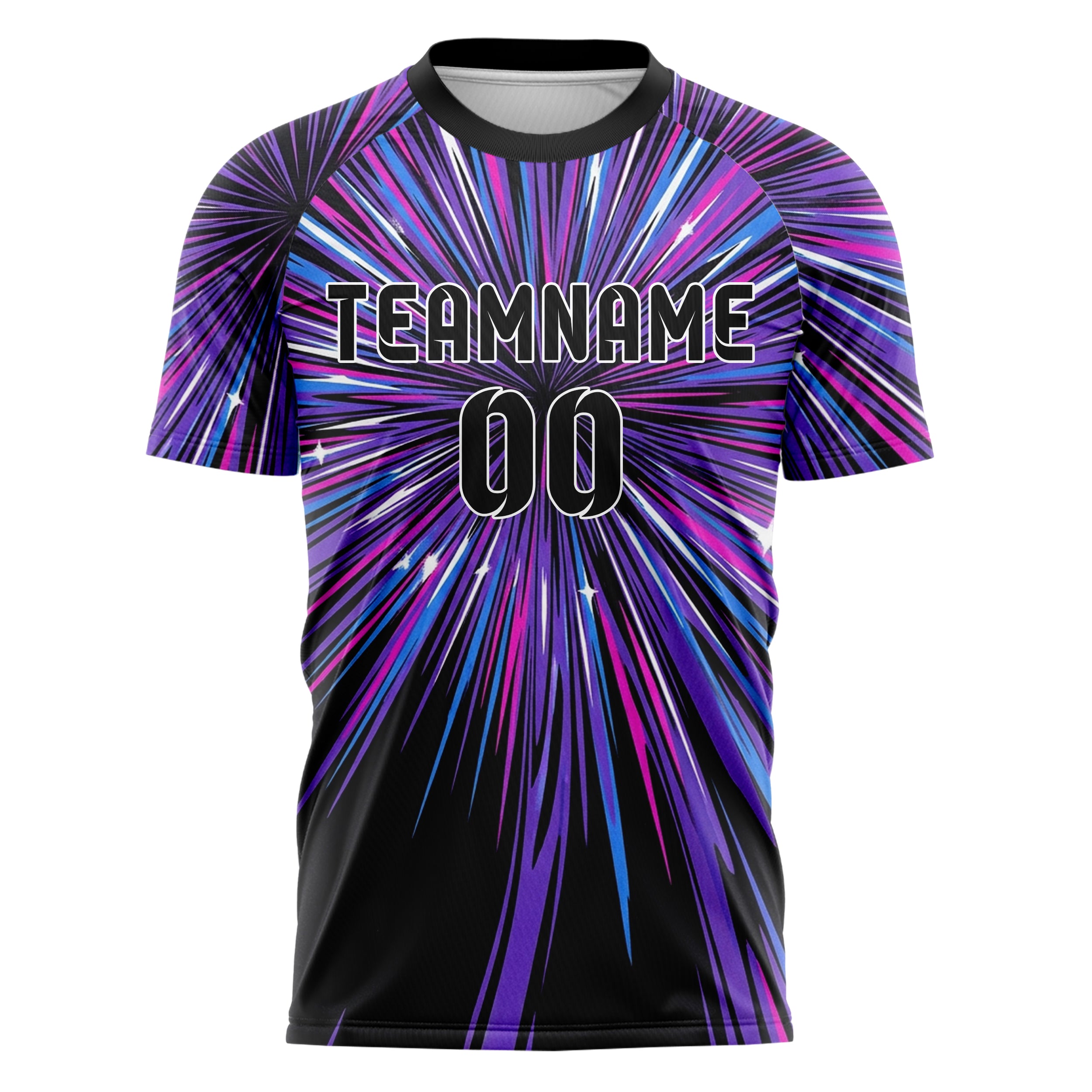 Black UV Purple Electric Blue Magenta White Chromatic Poster Melt Custom Soccer Jersey
