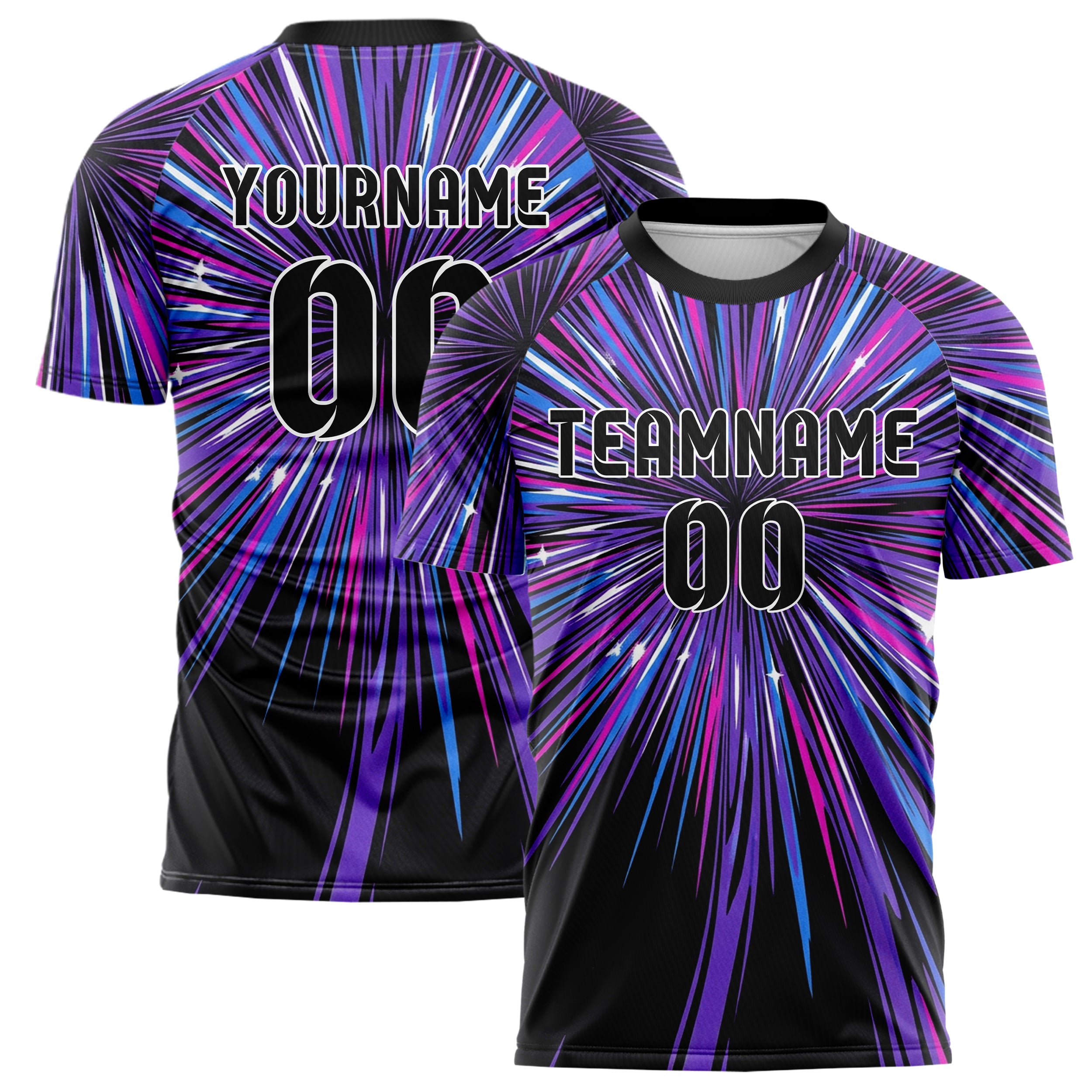 Black UV Purple Electric Blue Magenta White Chromatic Poster Melt Custom Soccer Jersey
