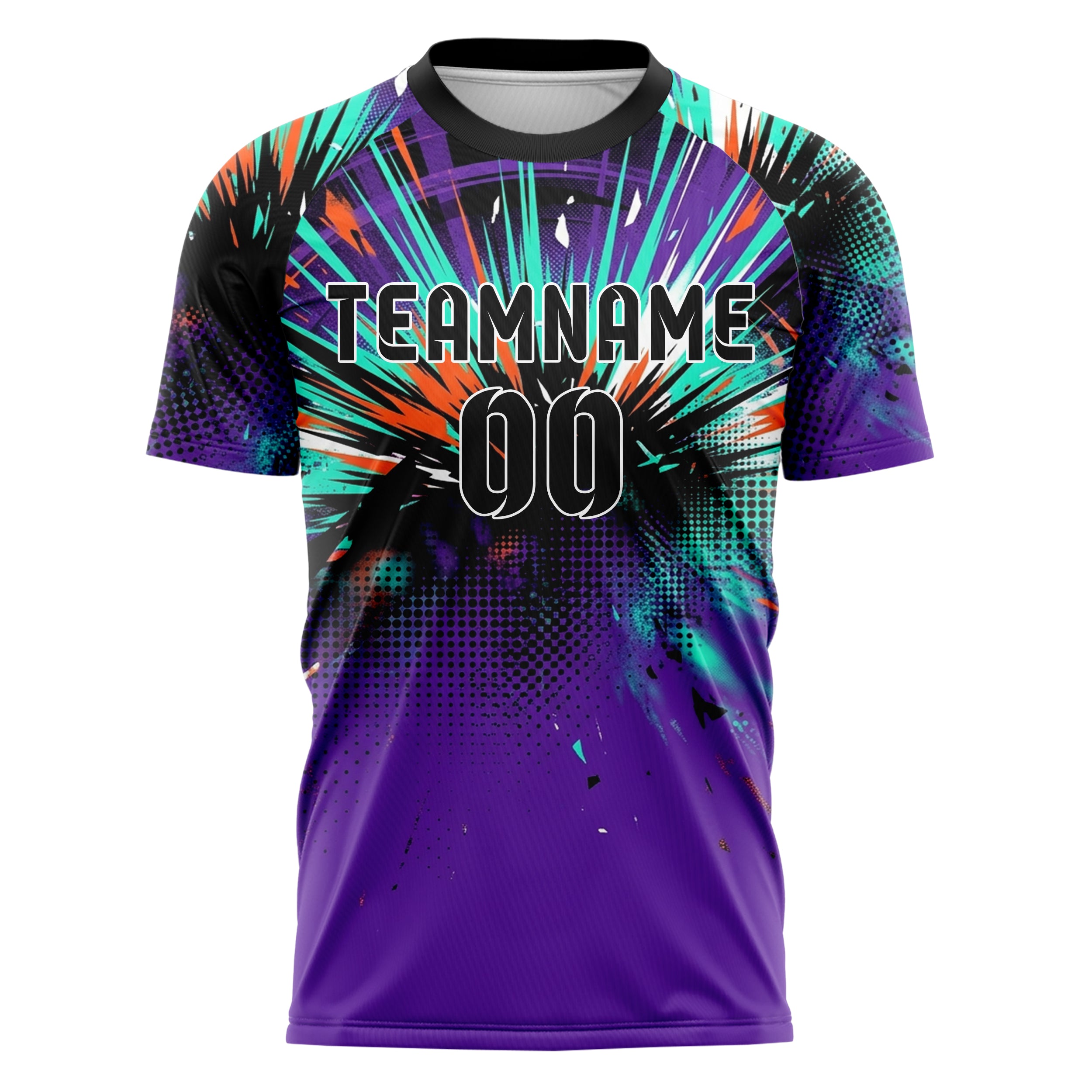 Black Teal Orange Purple White Basspulse Eruption Custom Soccer Jersey