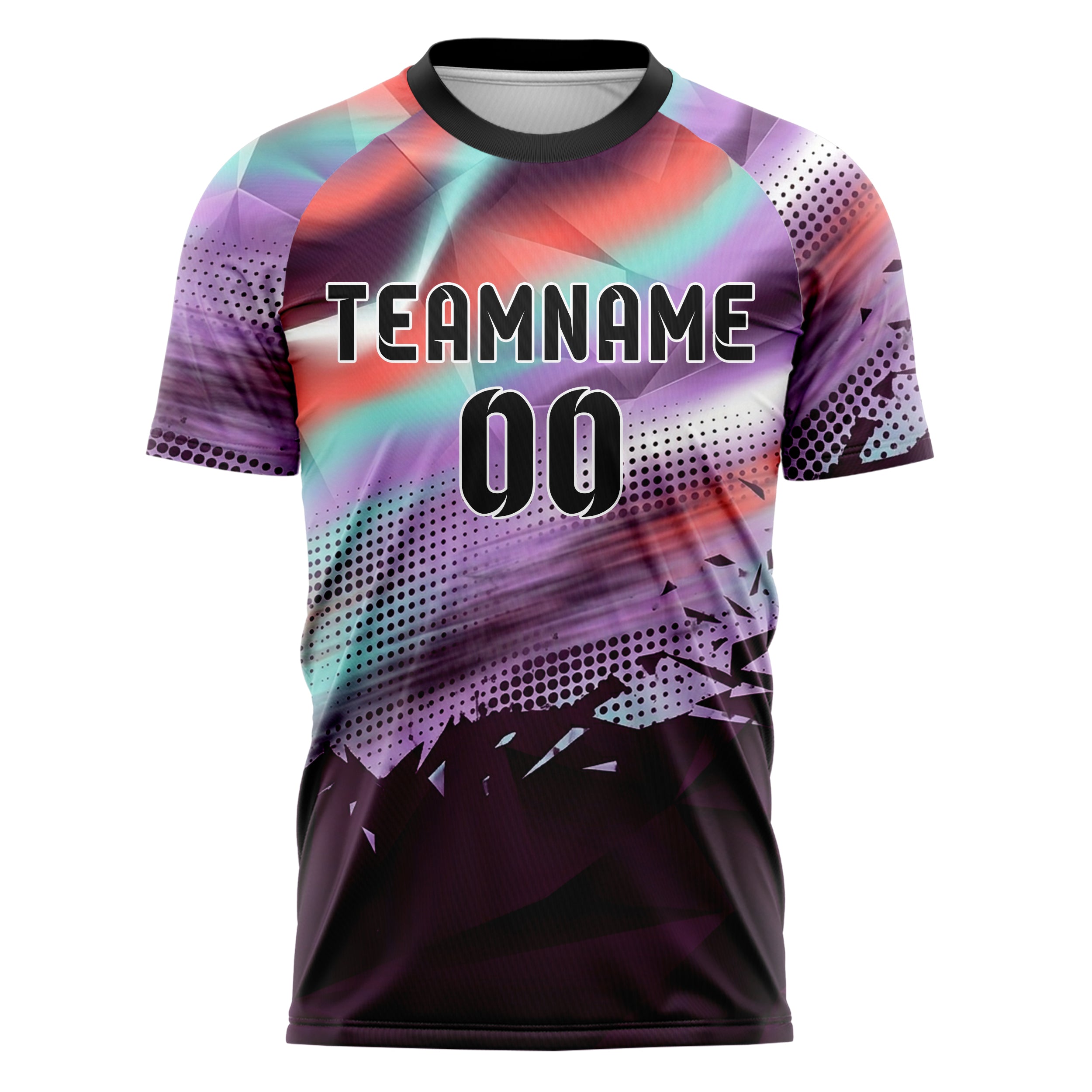 Plum Coral Aqua Lilac White Prism Smoke Drift Custom Soccer Jersey