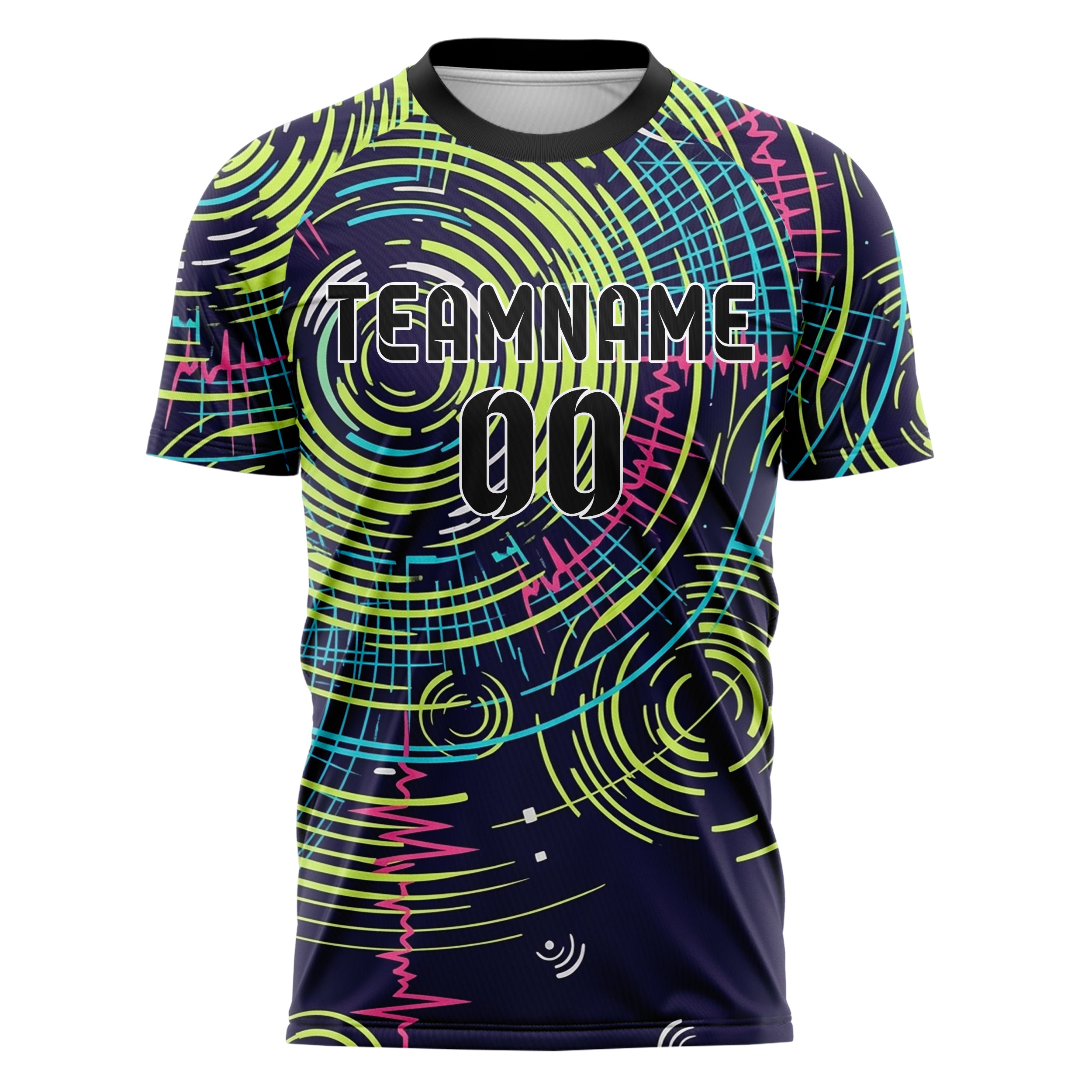 Indigo Acid Lime Cyan Pink White Strobering Web Custom Soccer Jersey