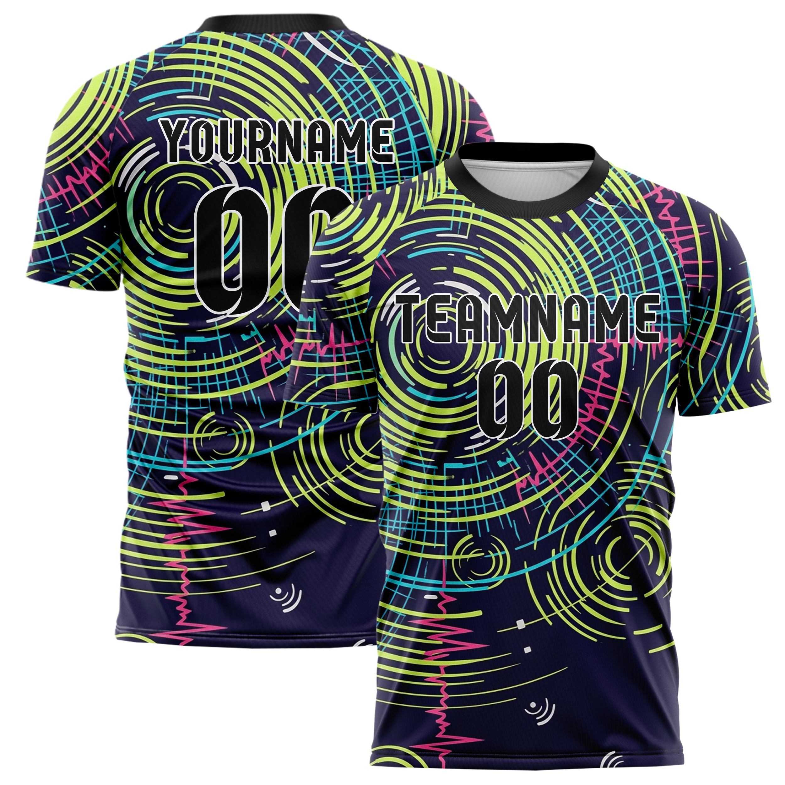 Indigo Acid Lime Cyan Pink White Strobering Web Custom Soccer Jersey