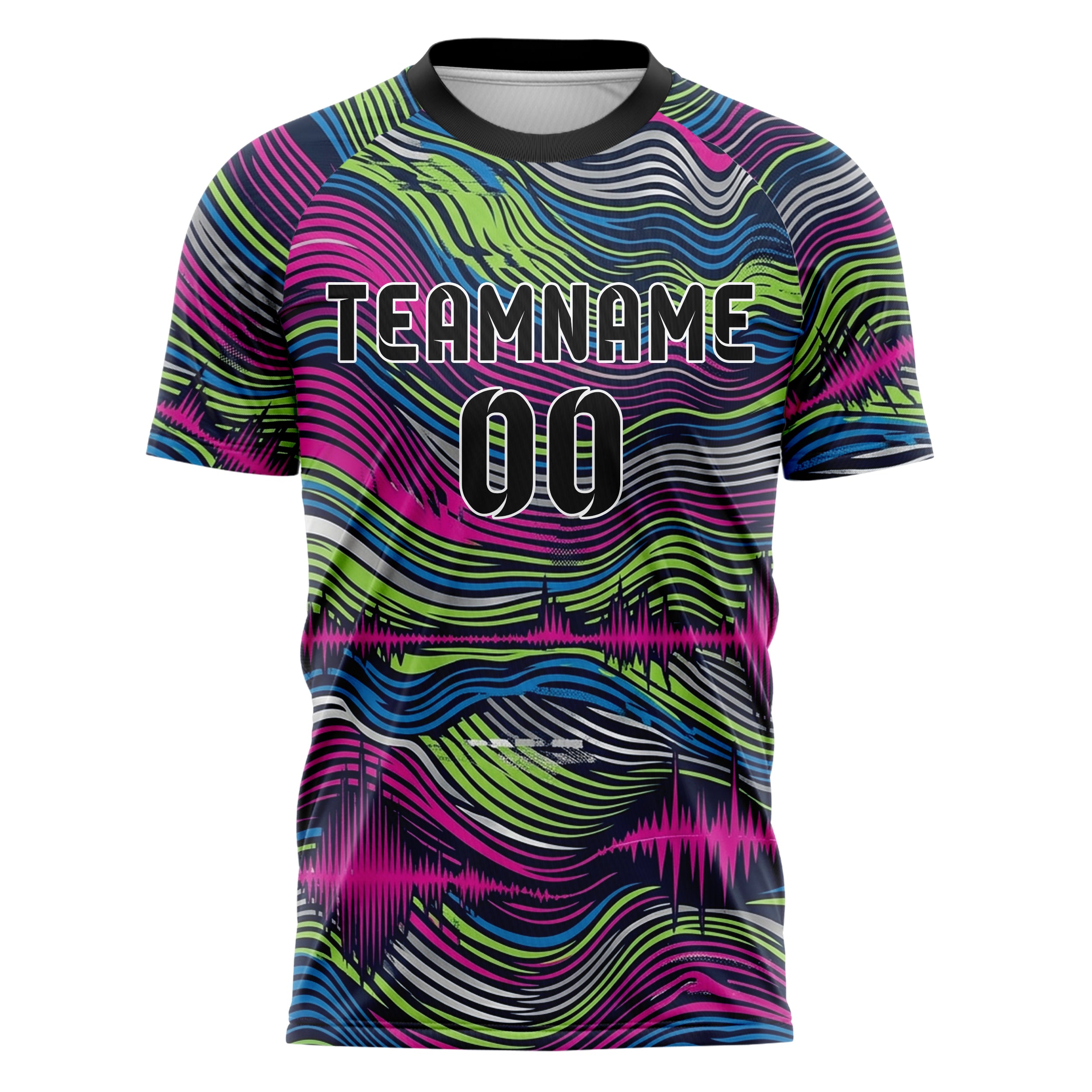 Navy Magenta Lime Blue Silver Aural Waveform Cascade Custom Soccer Jersey