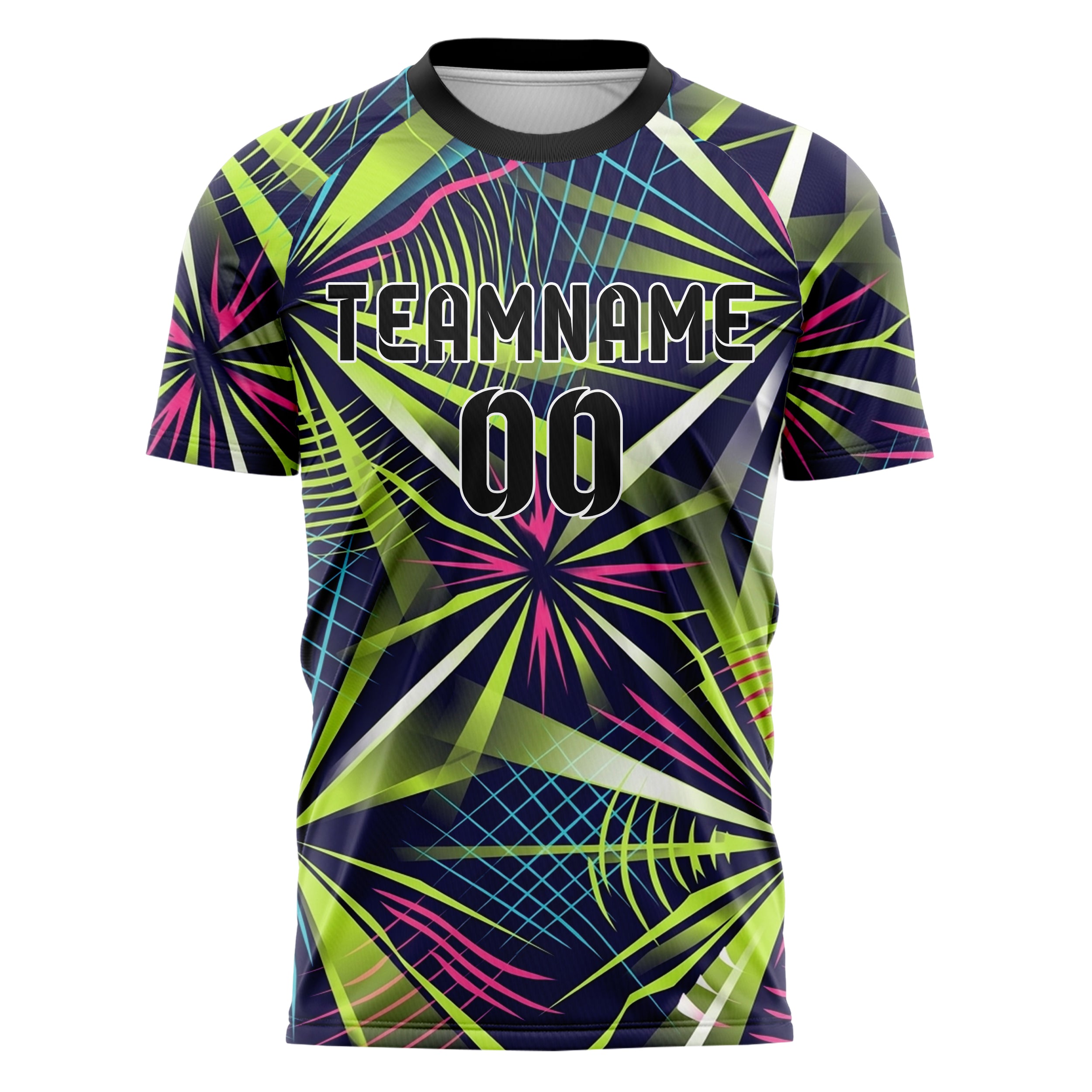 Indigo Acid Lime Cyan Pink White Laserfog Grid Arena Custom Soccer Jersey