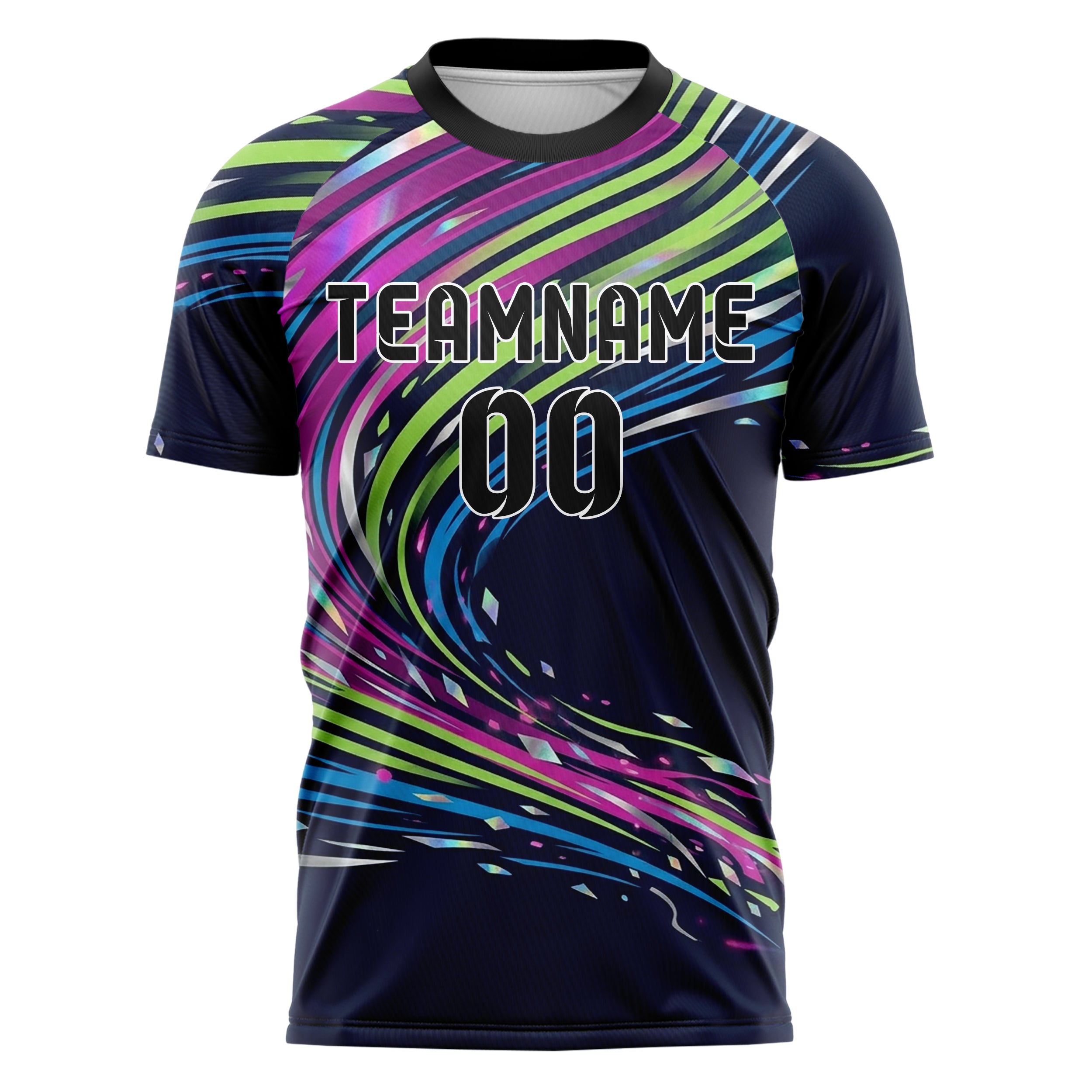 Navy Magenta Lime Blue Silver Neon Echo Bands Custom Soccer Jersey