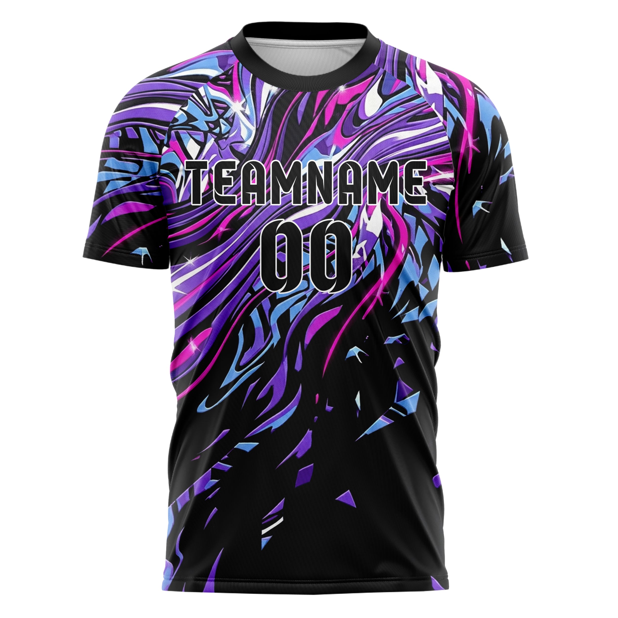 Black UV Purple Electric Blue Magenta White Chromatic Poster Melt Custom Soccer Jersey