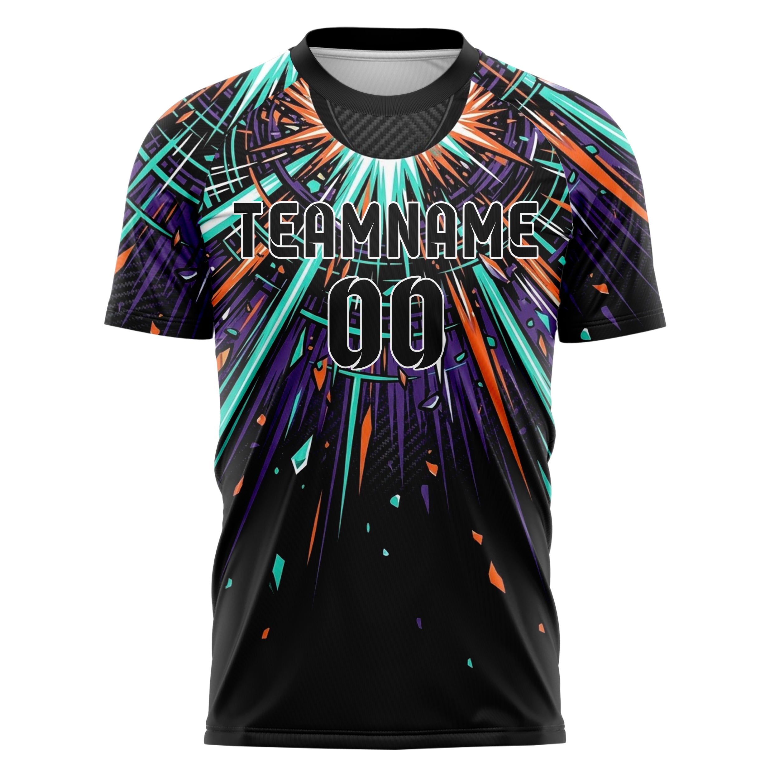 Black Teal Orange Purple White Basspulse Eruption Custom Soccer Jersey