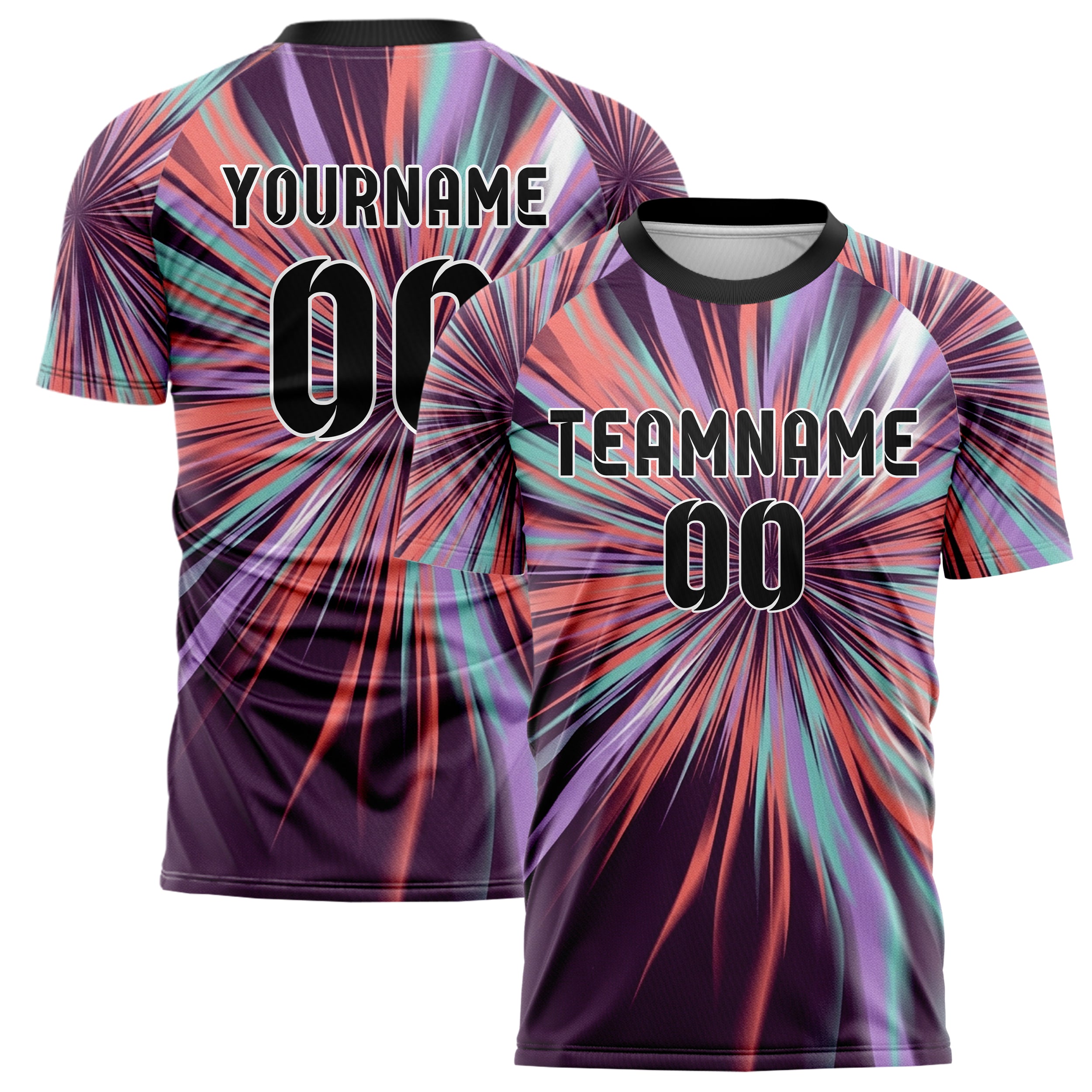 Plum Coral Aqua Lilac White Prism Smoke Drift Custom Soccer Jersey