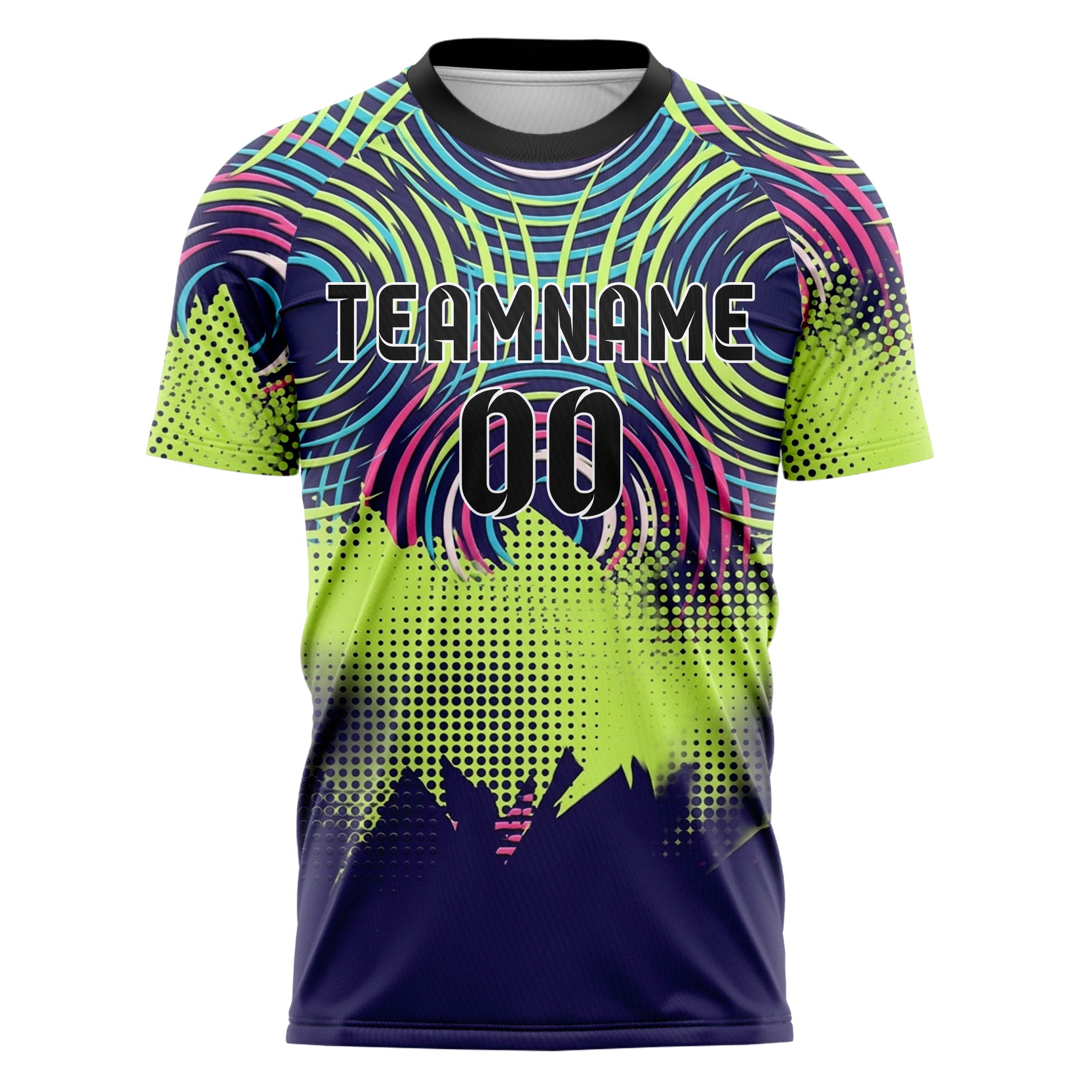 Indigo Acid Lime Cyan Pink White Strobering Web Custom Soccer Jersey