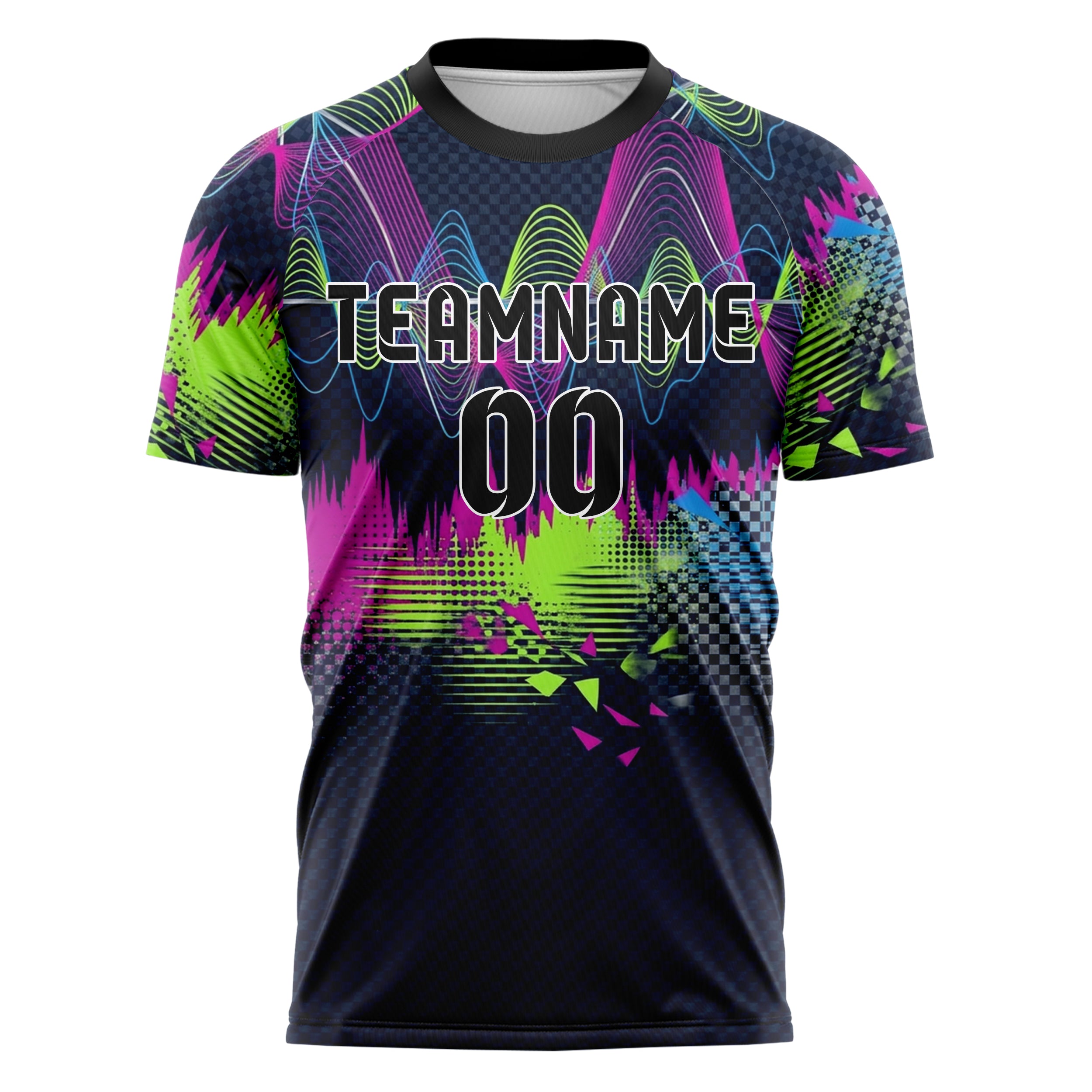 Navy Magenta Lime Blue Silver Aural Waveform Cascade Custom Soccer Jersey