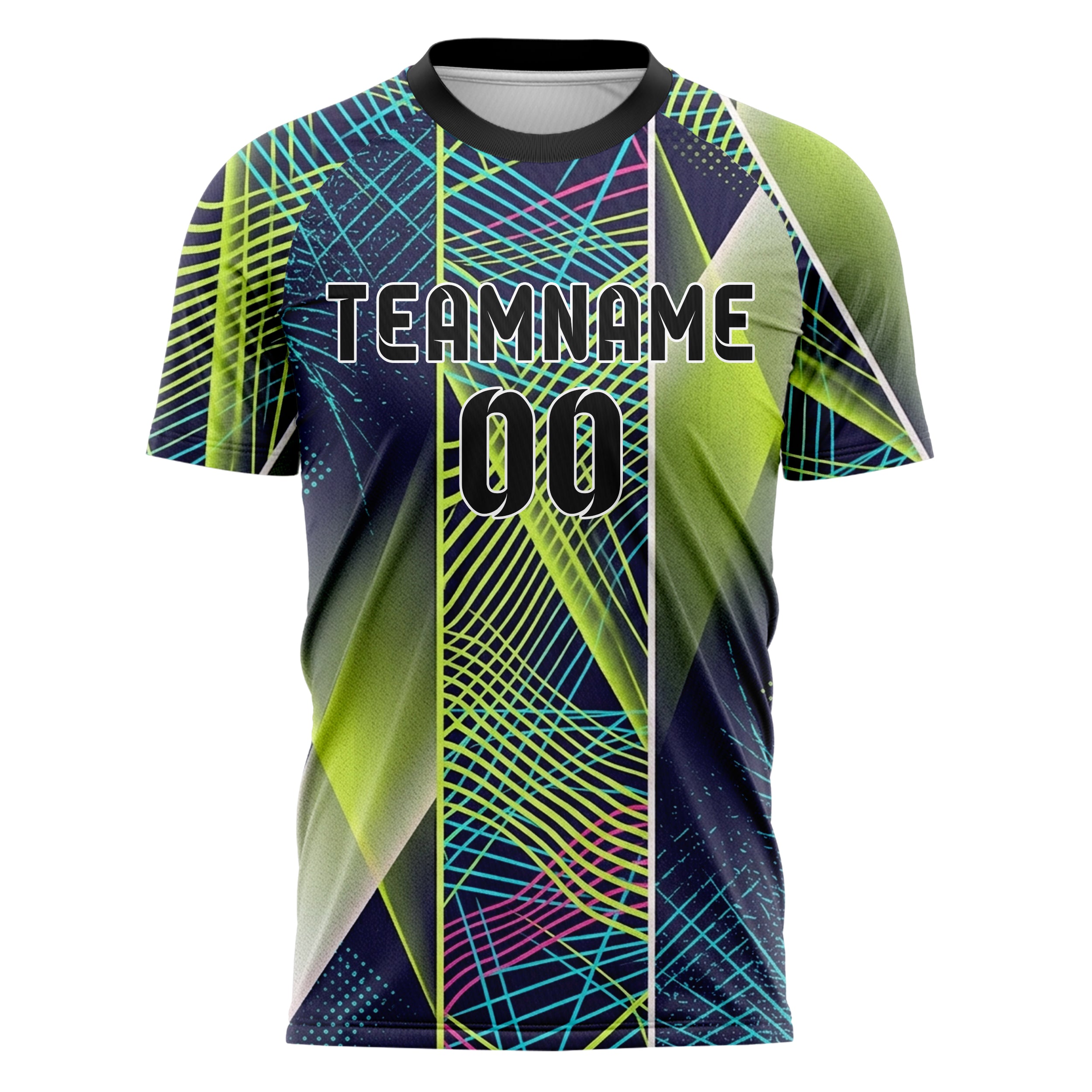 Indigo Acid Lime Cyan Pink White Laserfog Grid Arena Custom Soccer Jersey