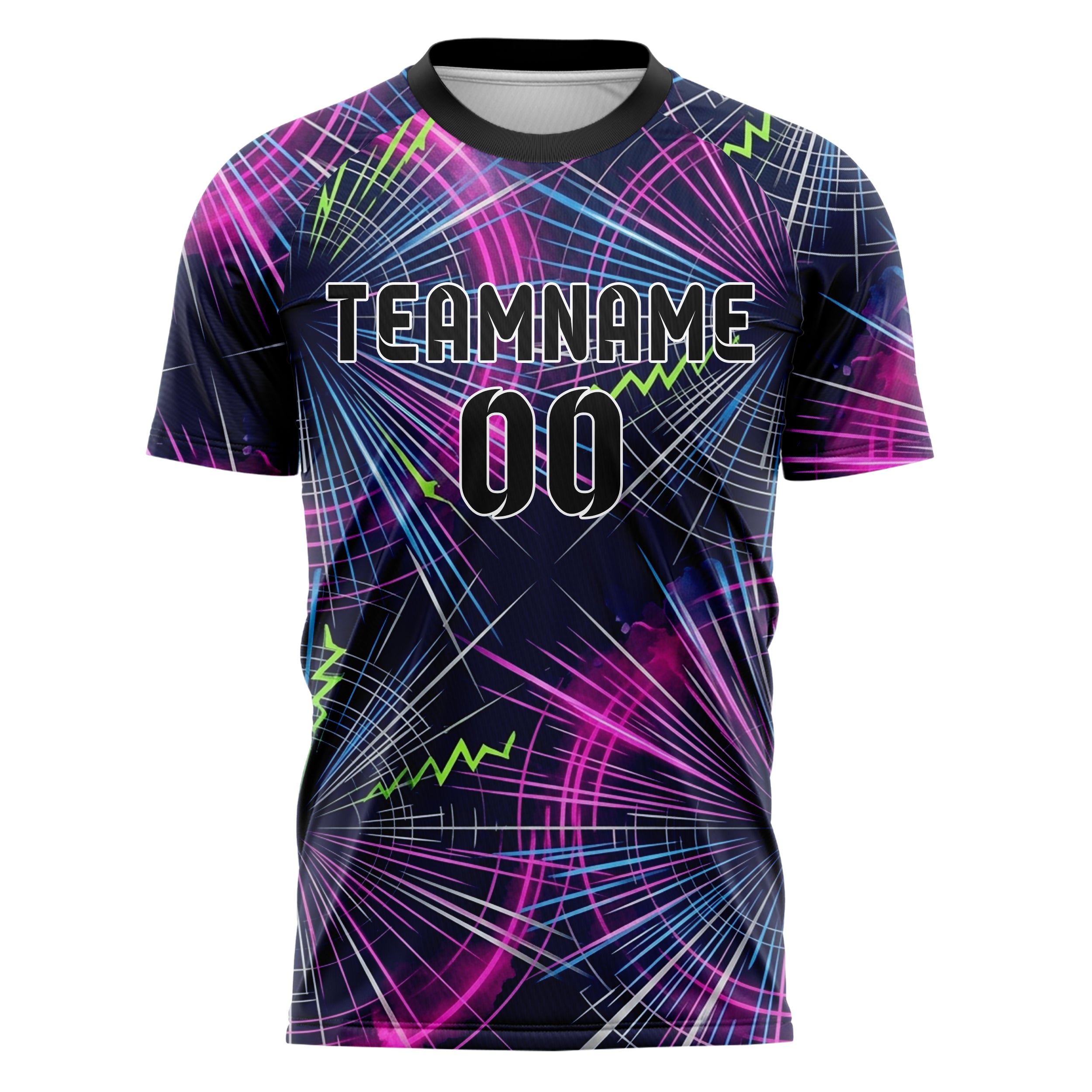 Navy Magenta Lime Blue Silver Neon Echo Bands Custom Soccer Jersey