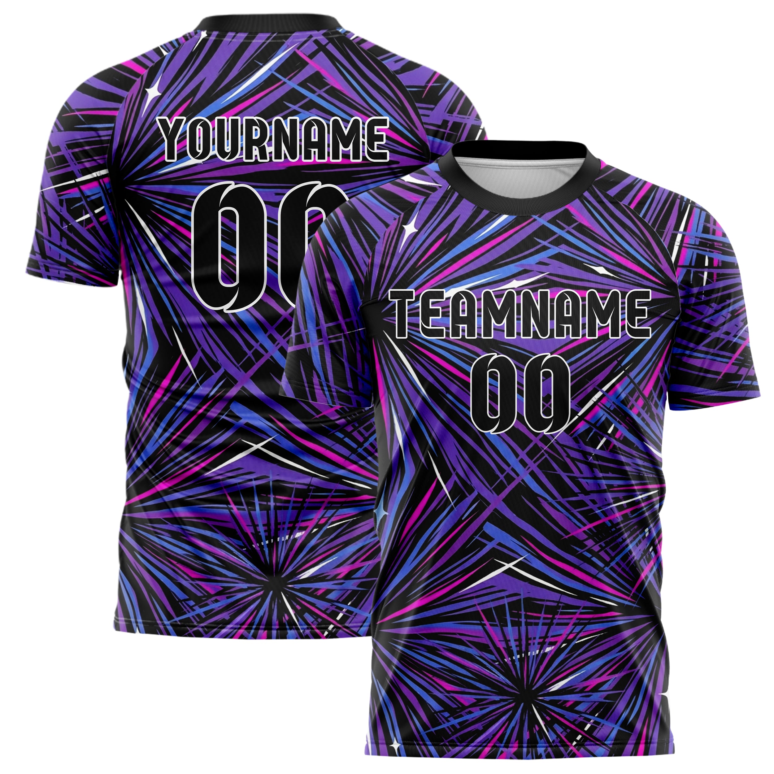 Black UV Purple Electric Blue Magenta White Chromatic Poster Melt Custom Soccer Jersey
