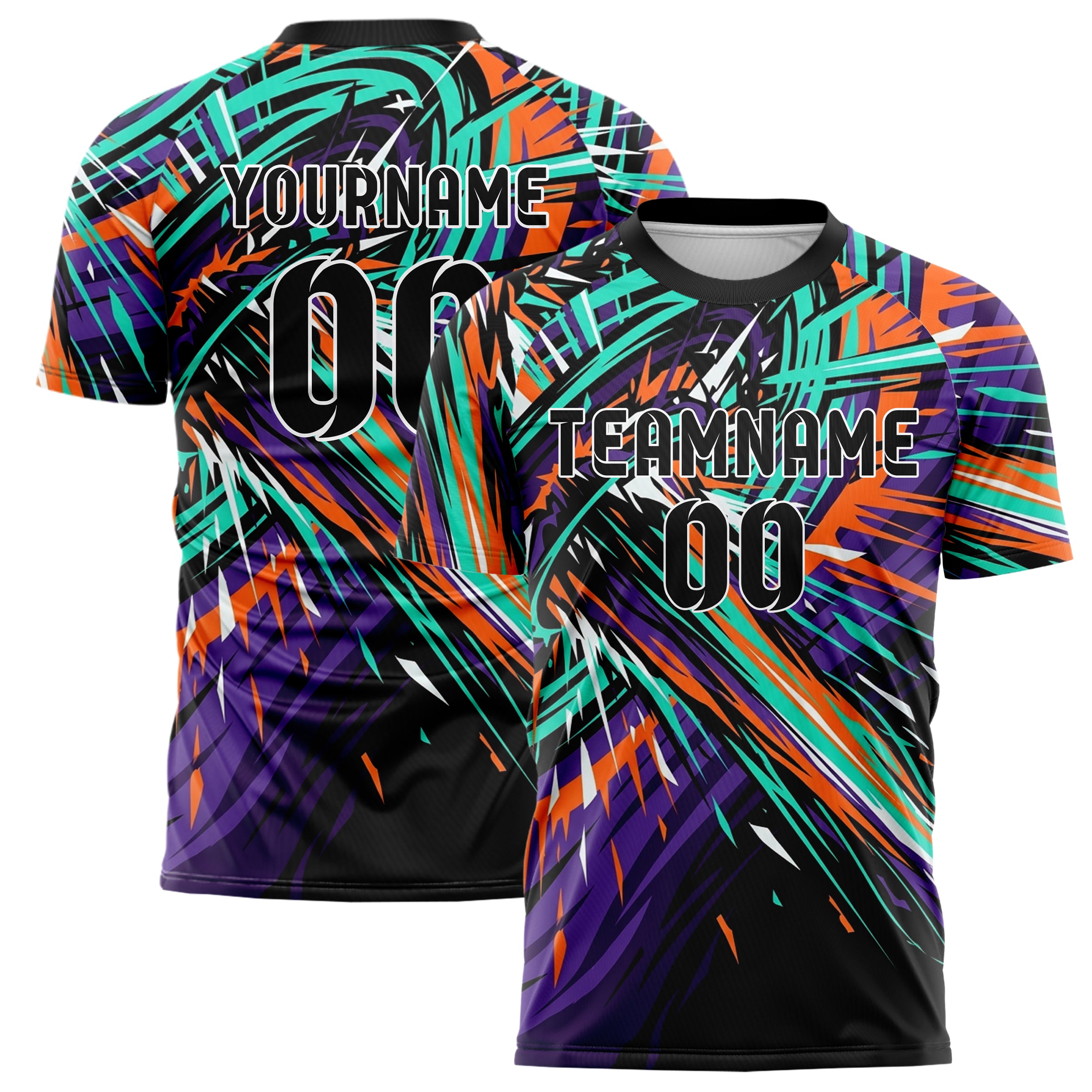 Black Teal Orange Purple White Basspulse Eruption Custom Soccer Jersey