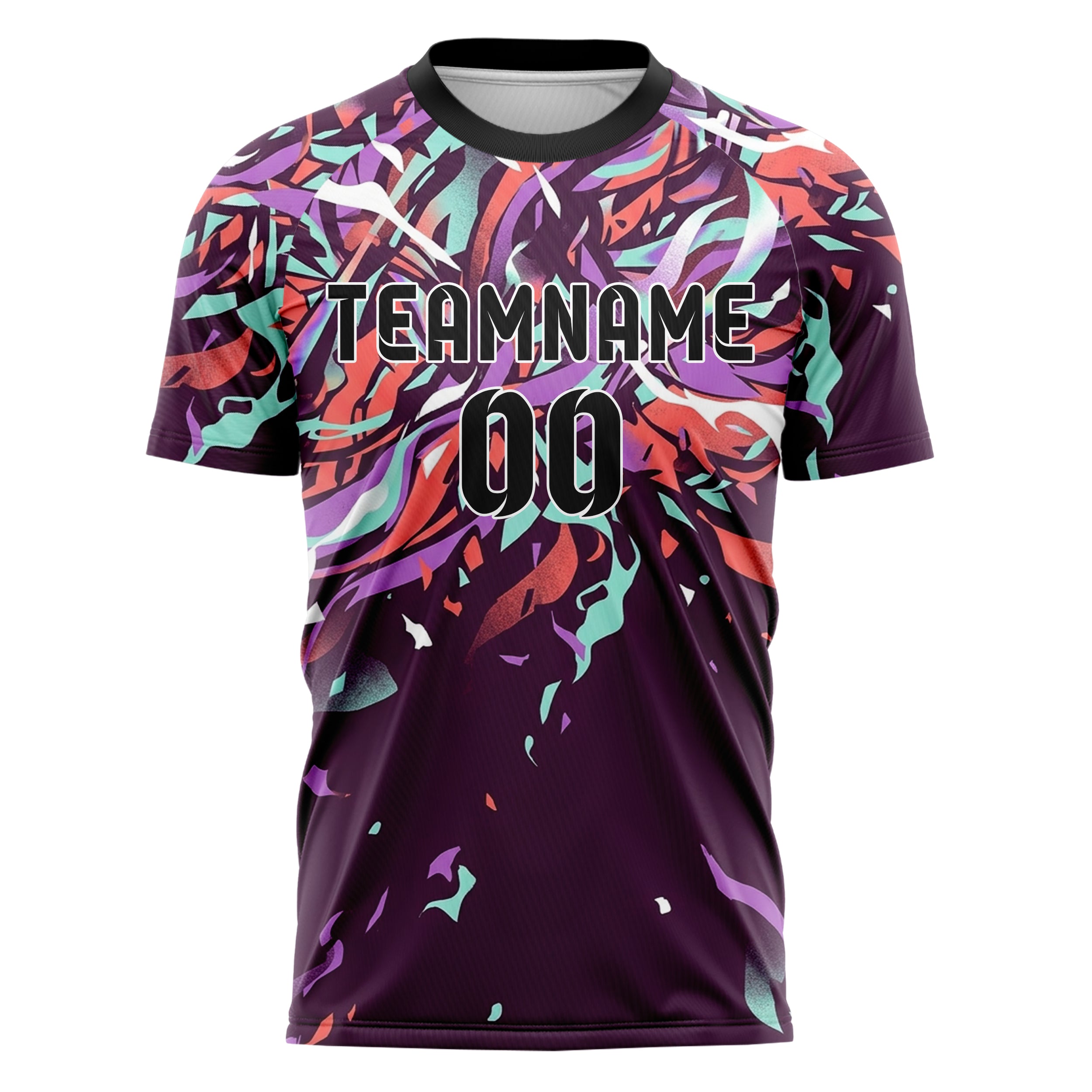 Plum Coral Aqua Lilac White Prism Smoke Drift Custom Soccer Jersey