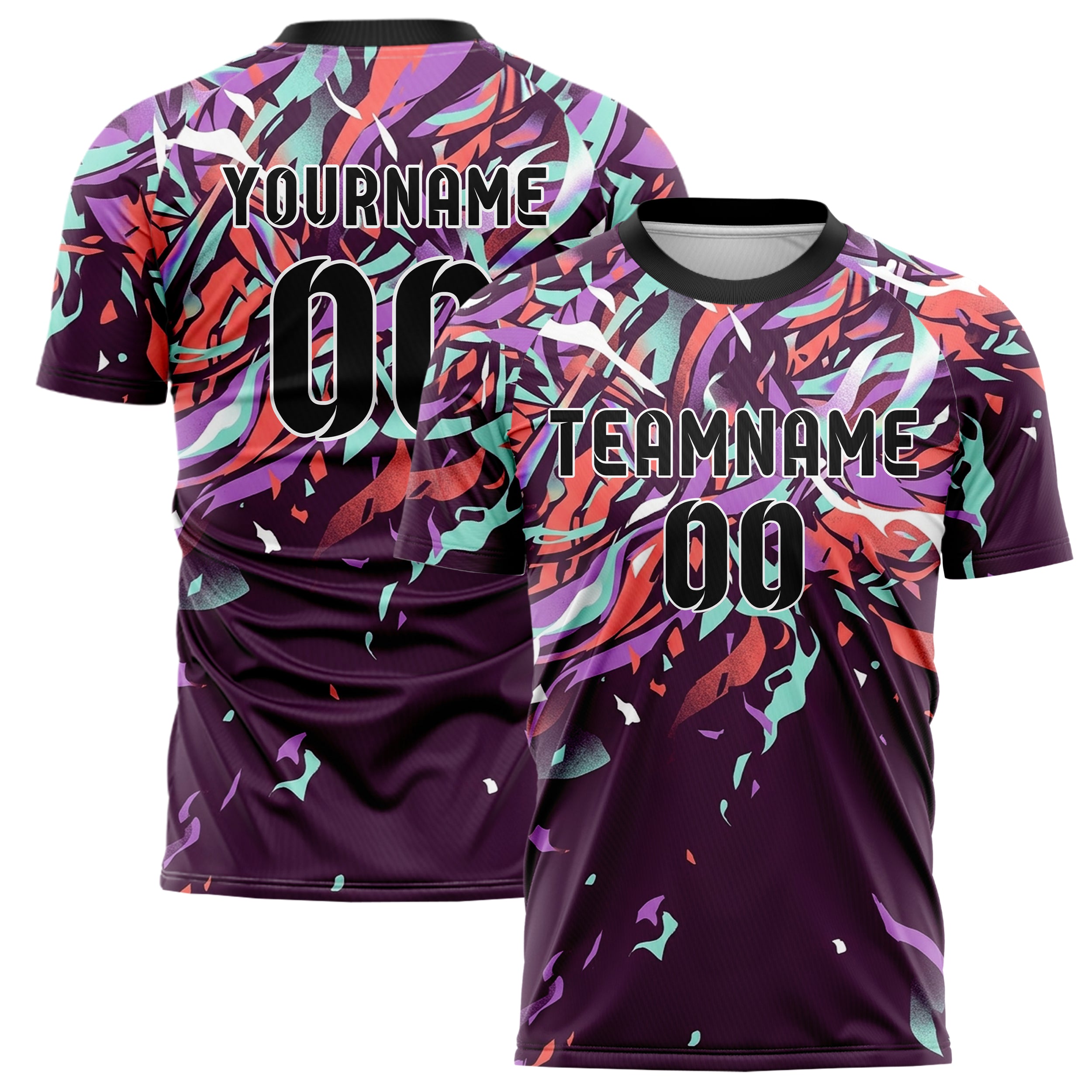 Plum Coral Aqua Lilac White Prism Smoke Drift Custom Soccer Jersey