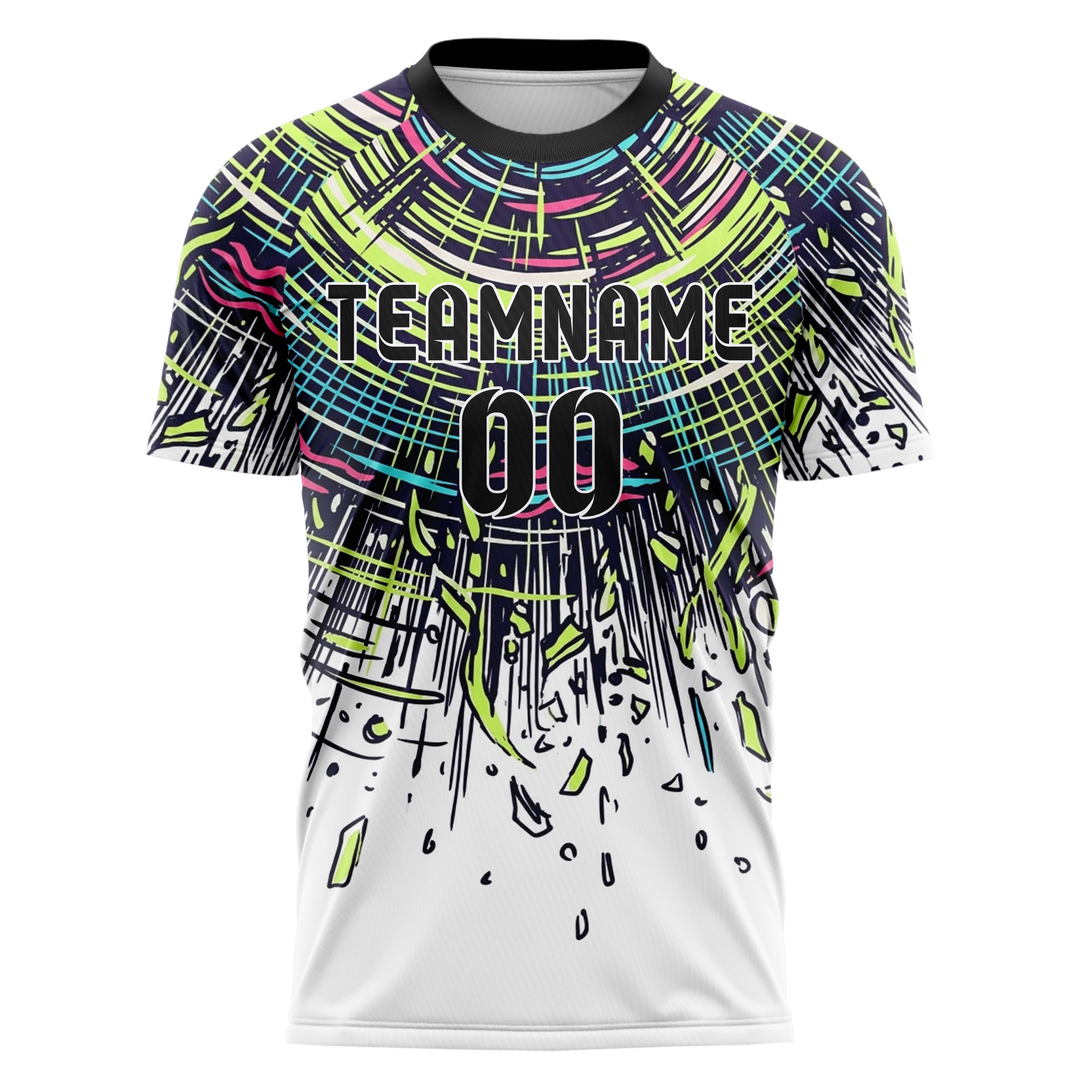 Indigo Acid Lime Cyan Pink White Strobering Web Custom Soccer Jersey