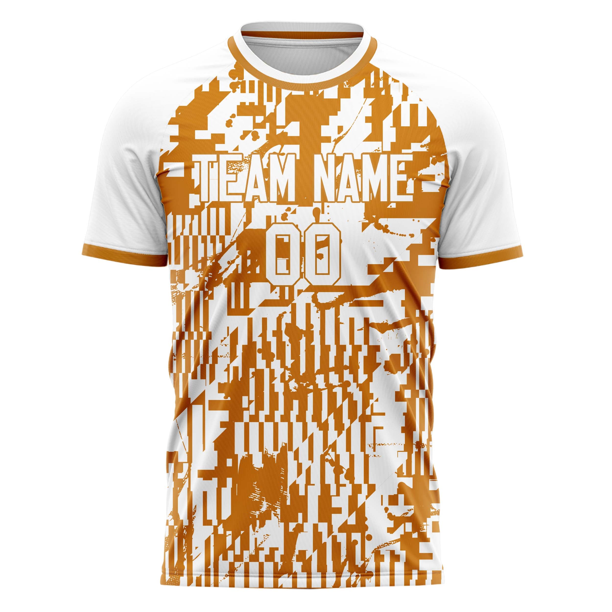 Custom White Orange Pattern Soccer Jersey