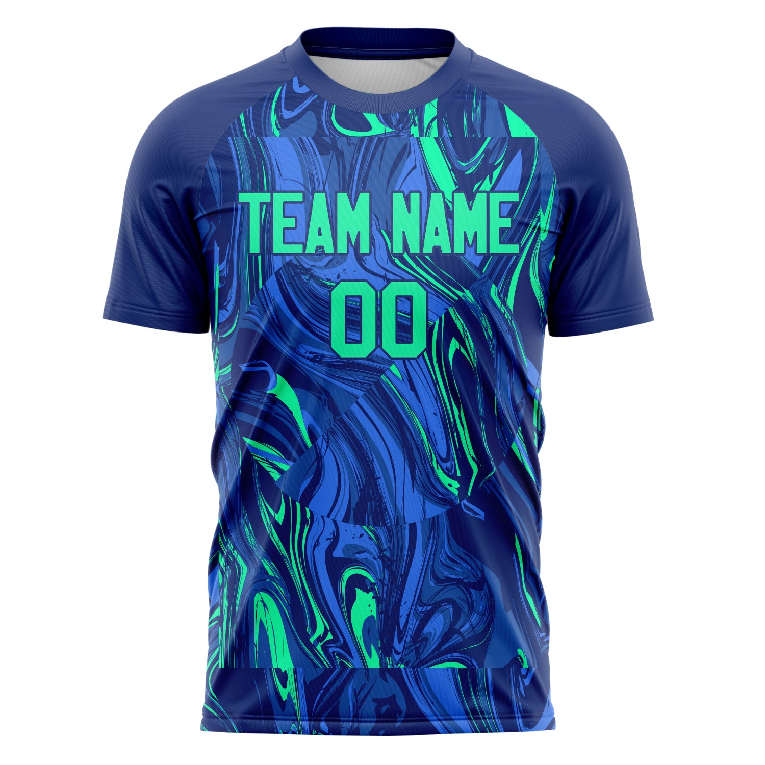 Custom Navy Teal Pattern Soccer Jersey