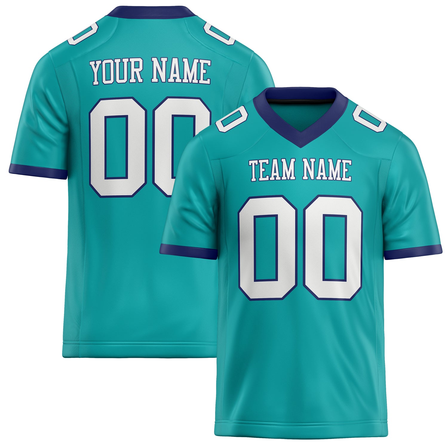 Custom Aqua White Solid Colour Football Jersey FT02240730AQ001