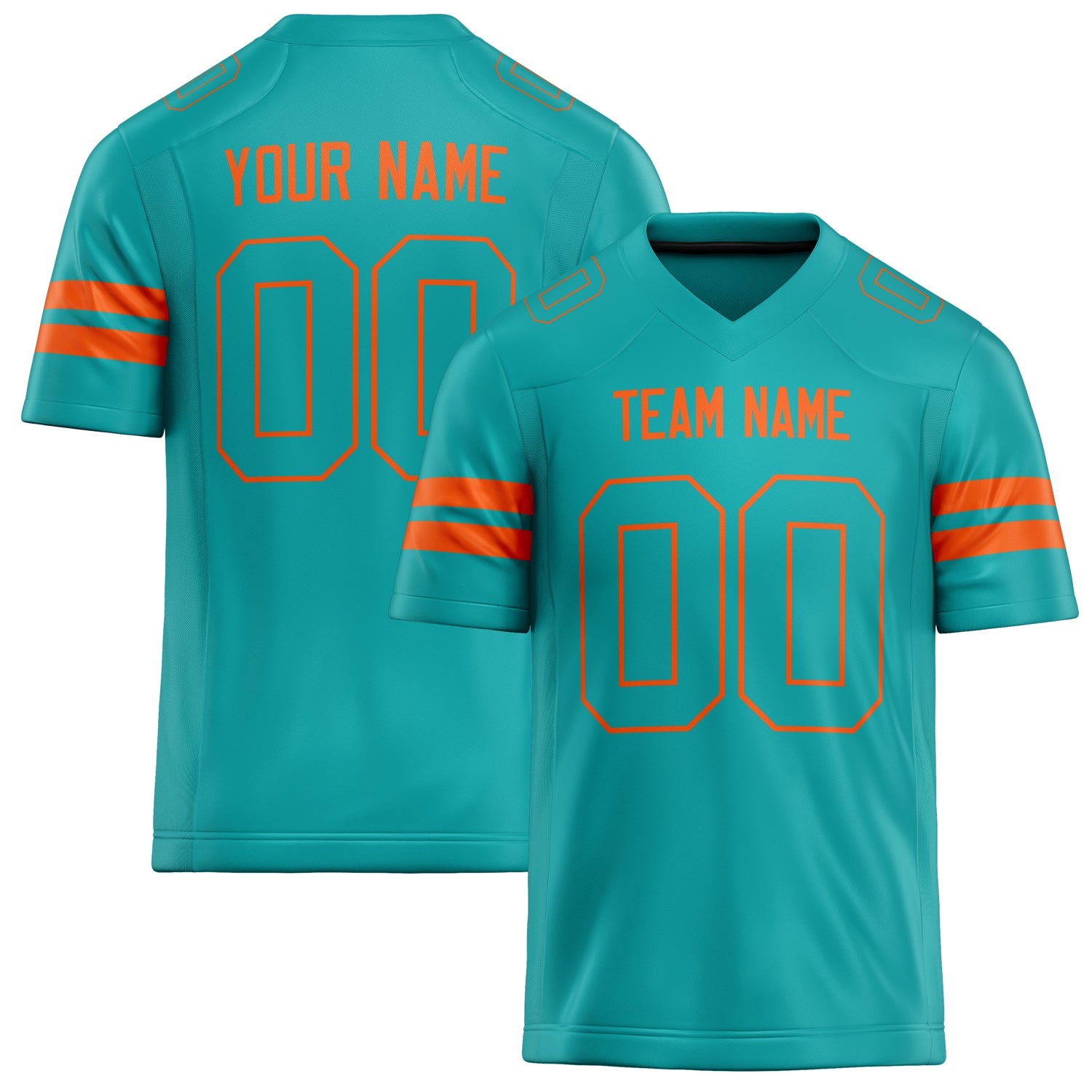 Custom Aqua Orange Solid Colour Football Jersey FT02240730AQ003