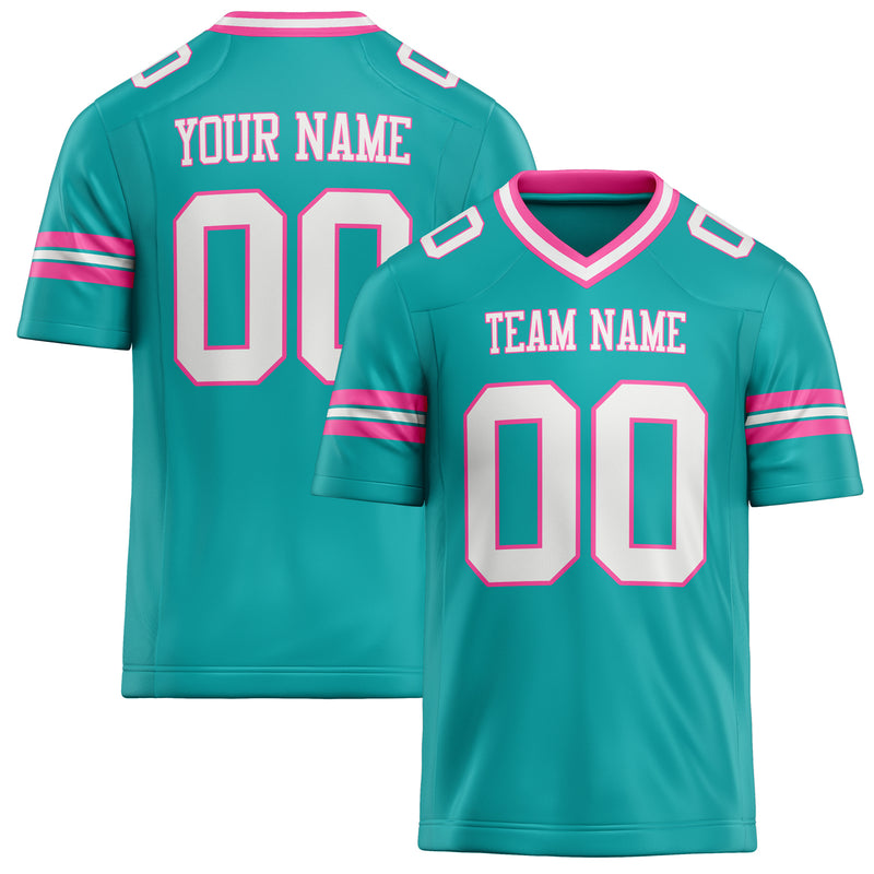 Custom Aqua White Solid Colour Football Jersey FT02240730AQ004