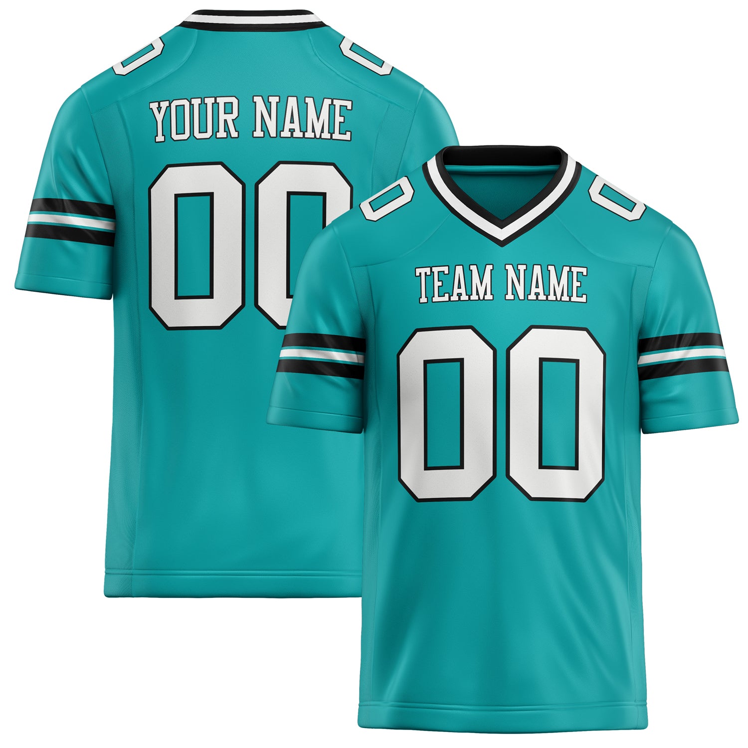 Custom Aqua White Solid Colour Football Jersey FT02240730AQ008