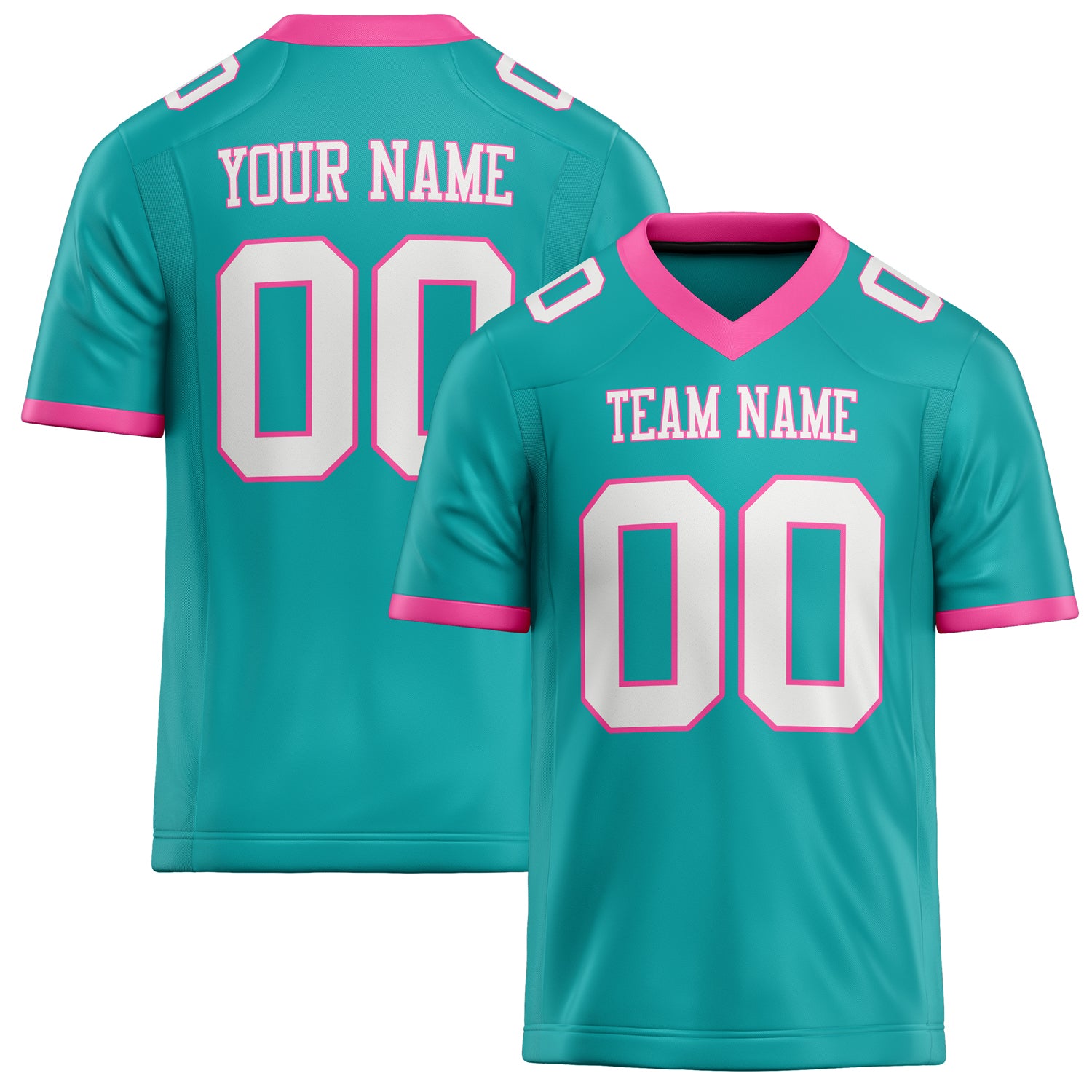 Custom Aqua White Solid Colour Football Jersey FT02240730AQ010