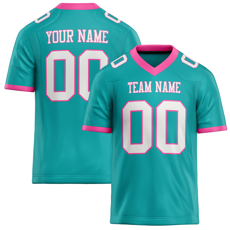 Custom Aqua White Solid Colour Football Jersey FT02240730AQ010