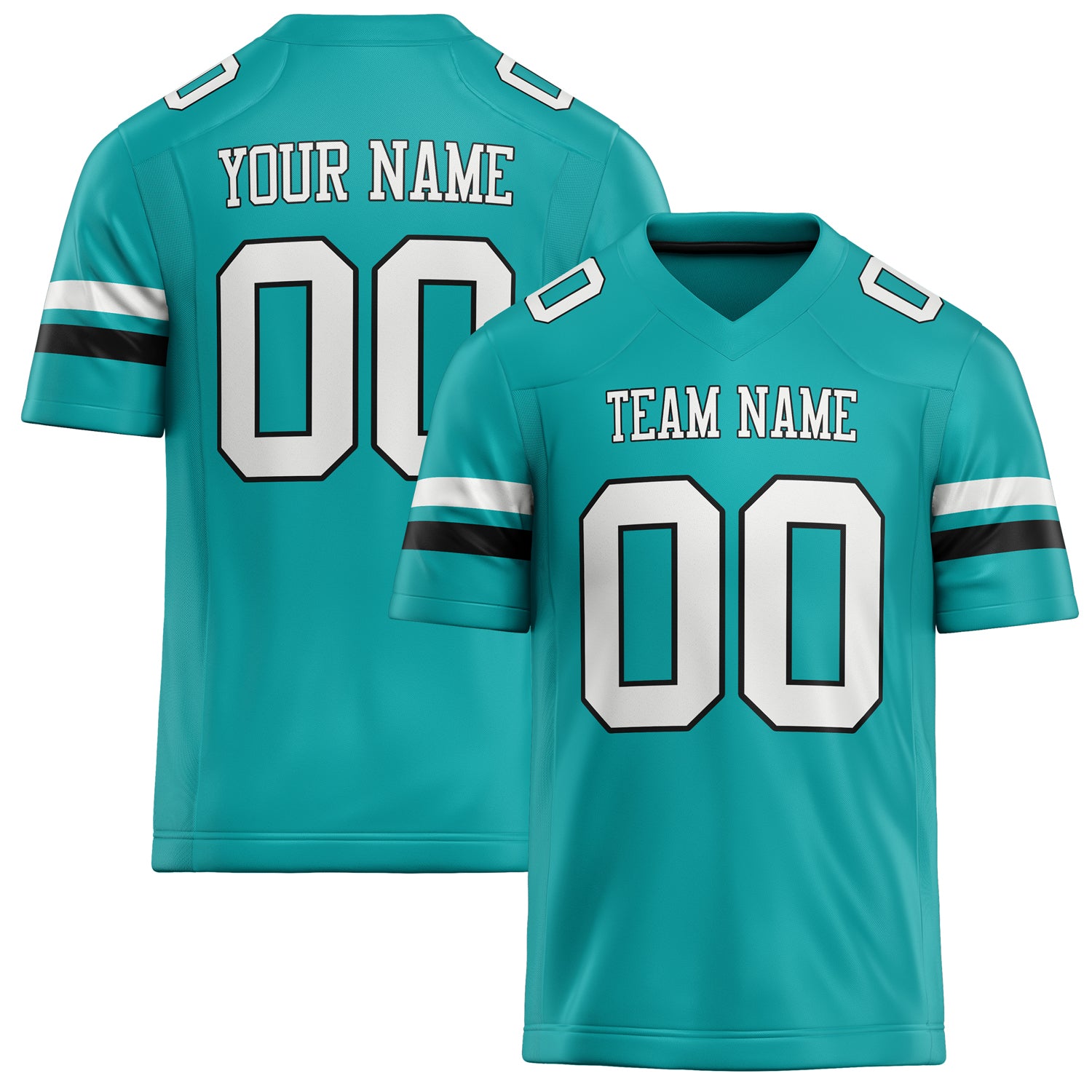 Custom Aqua White Solid Colour Football Jersey FT02240730AQ011
