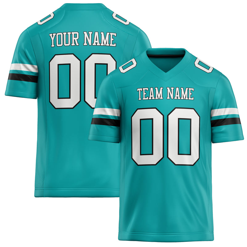 Custom Aqua White Solid Colour Football Jersey FT02240730AQ011