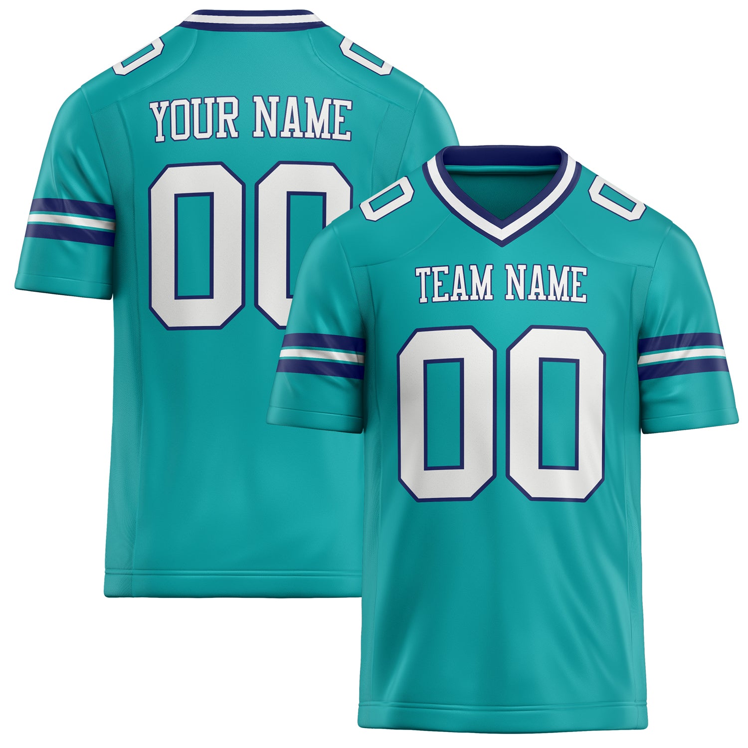 Custom Aqua White Solid Colour Football Jersey FT02240730AQ013