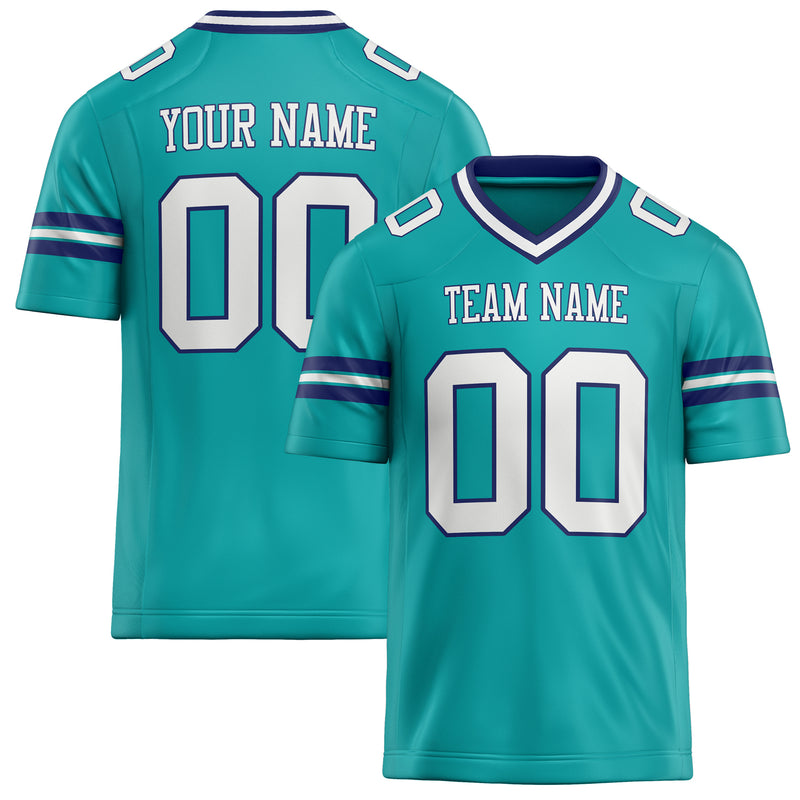 Custom Aqua White Solid Colour Football Jersey FT02240730AQ013